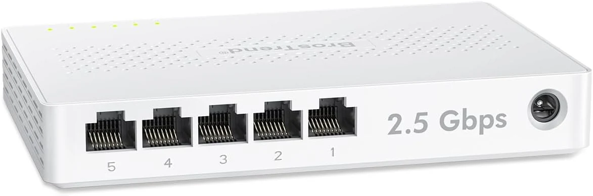 BrosTrend 5 Port 2.5GB Switch, Unmanaged Ethernet Switch for Game Console, PC, NAS, etc.