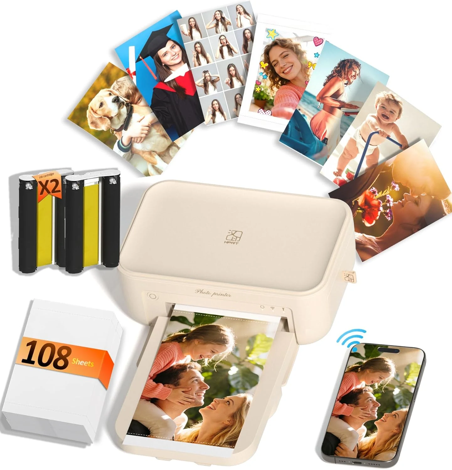 HPRT CP4100 4x6 Photo Printer with 108 Sheets & 2 Ribbons