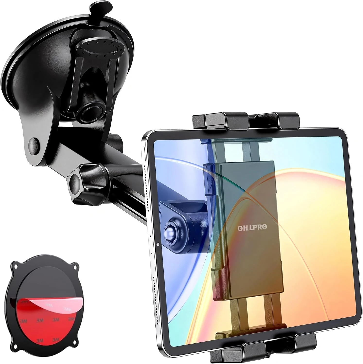 OHLPRO Tablet Holder for Car Dashboard & Windshield, Long Arm Suction Cup Tablet Mount Fits 5-17" iPad Pro/Air/Mini