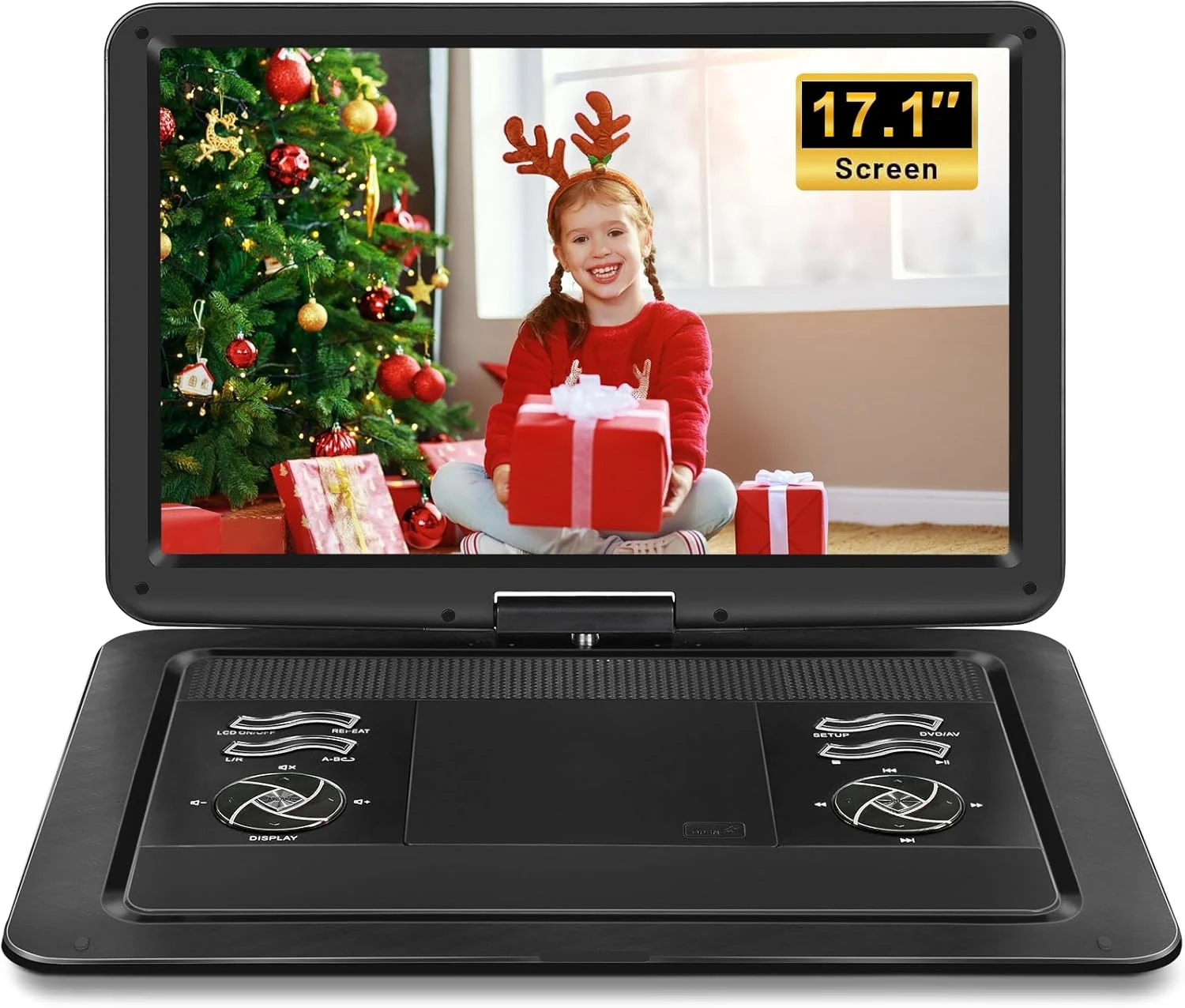 19.6" Portable DVD Player with 5 Hours Rechargeable Battery, DVD Player Portable with Car Charger, Support USB/SD Card/Sync TV and Multiple Disc Formats, High Volume Speaker | 17.1" Large HD Screen