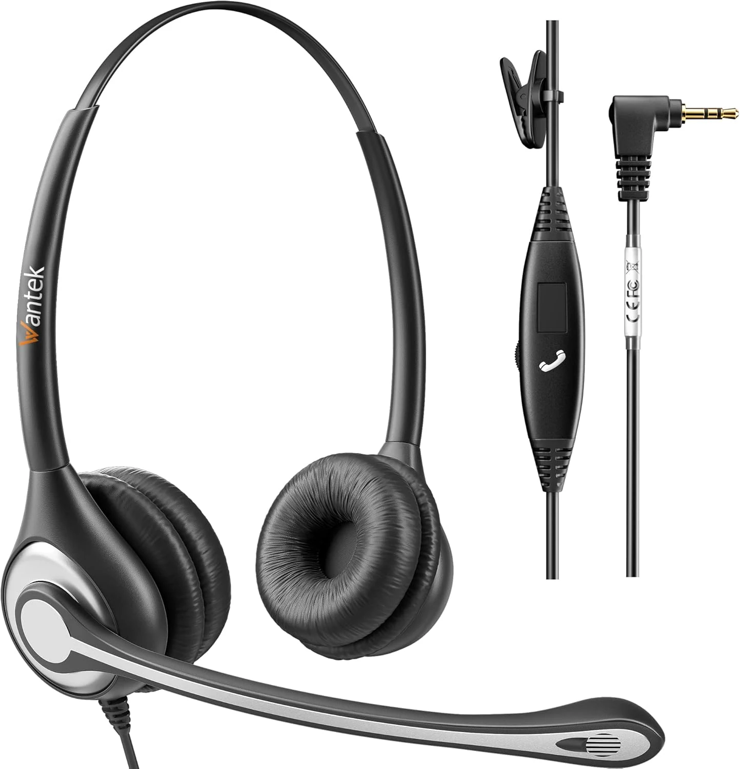 Wantek Phone Headset with Microphone Noise Cancelling, Telephone Headset 2.5mm Jack