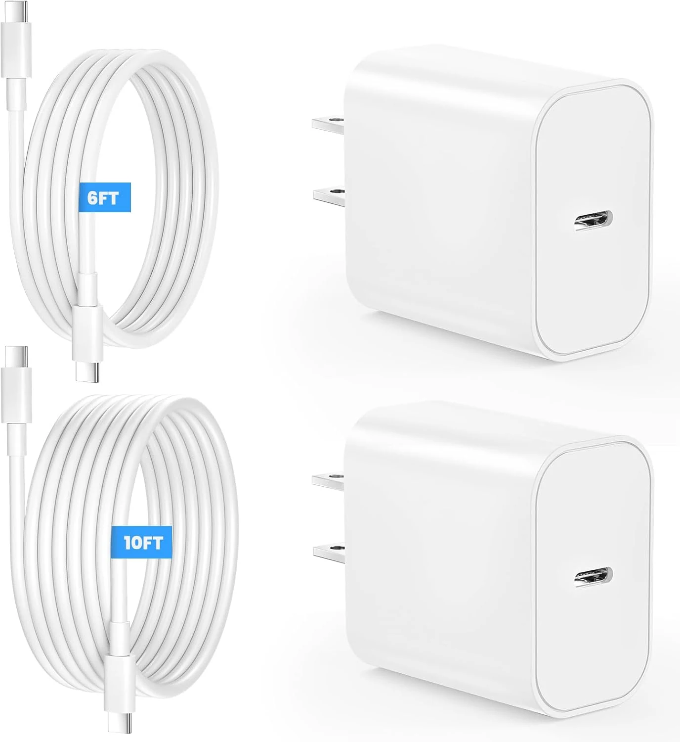 iPad Charger Fast Charging, 20W USB C Charger Block with 10FT & 6FT USB C to C Cable for iPad