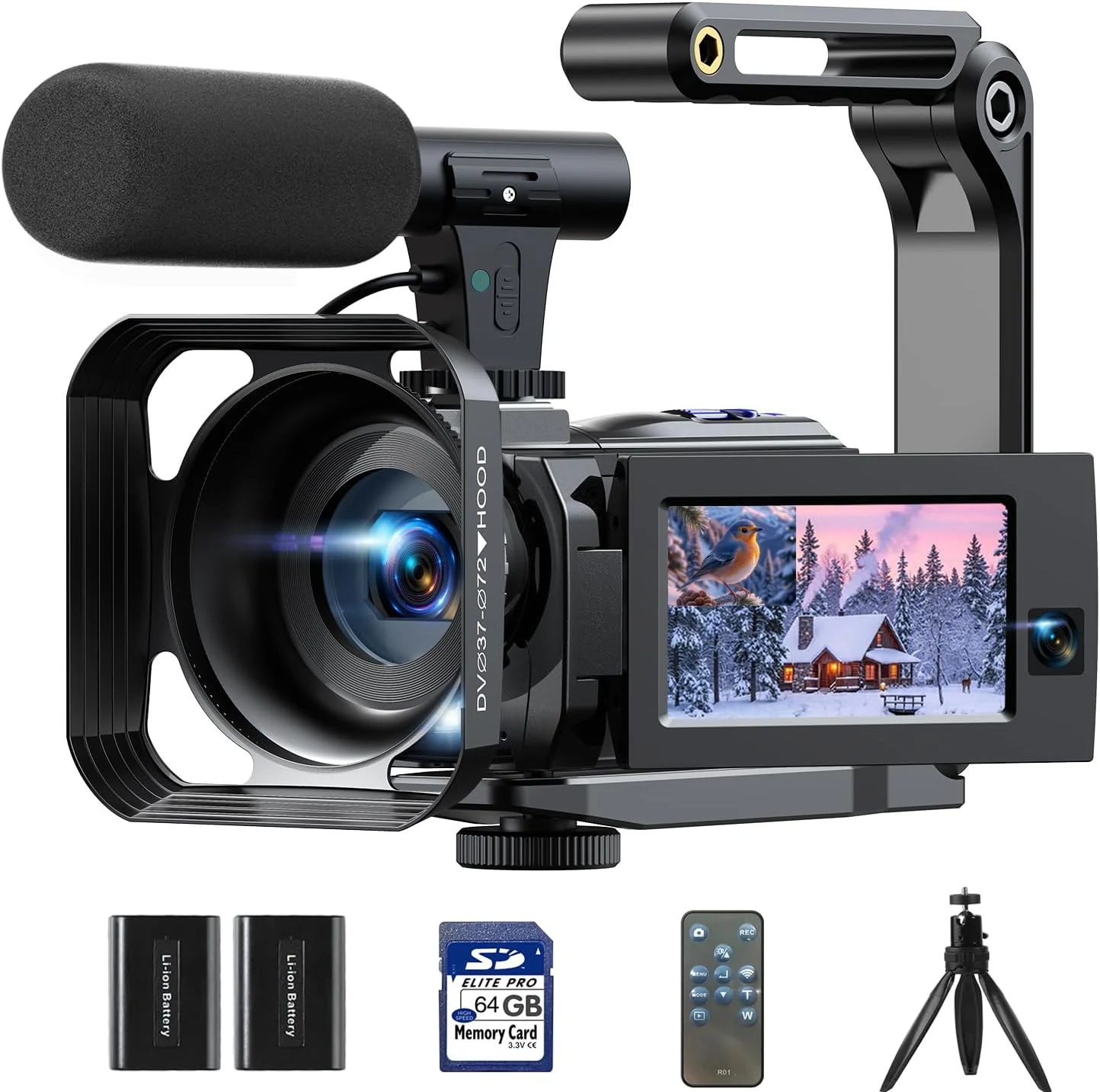CAMWORLD Camcorder Video Camera 5K 56MP (Dual Lens, Night Vision, 3" Flip Touchscreen)