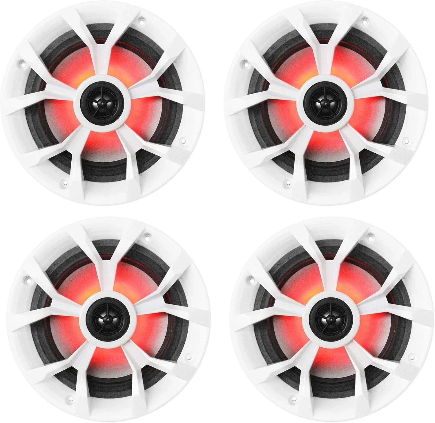Rockville RKL65MBW 700-Watt 6.5 in Marine Boat Speakers with LED Lights