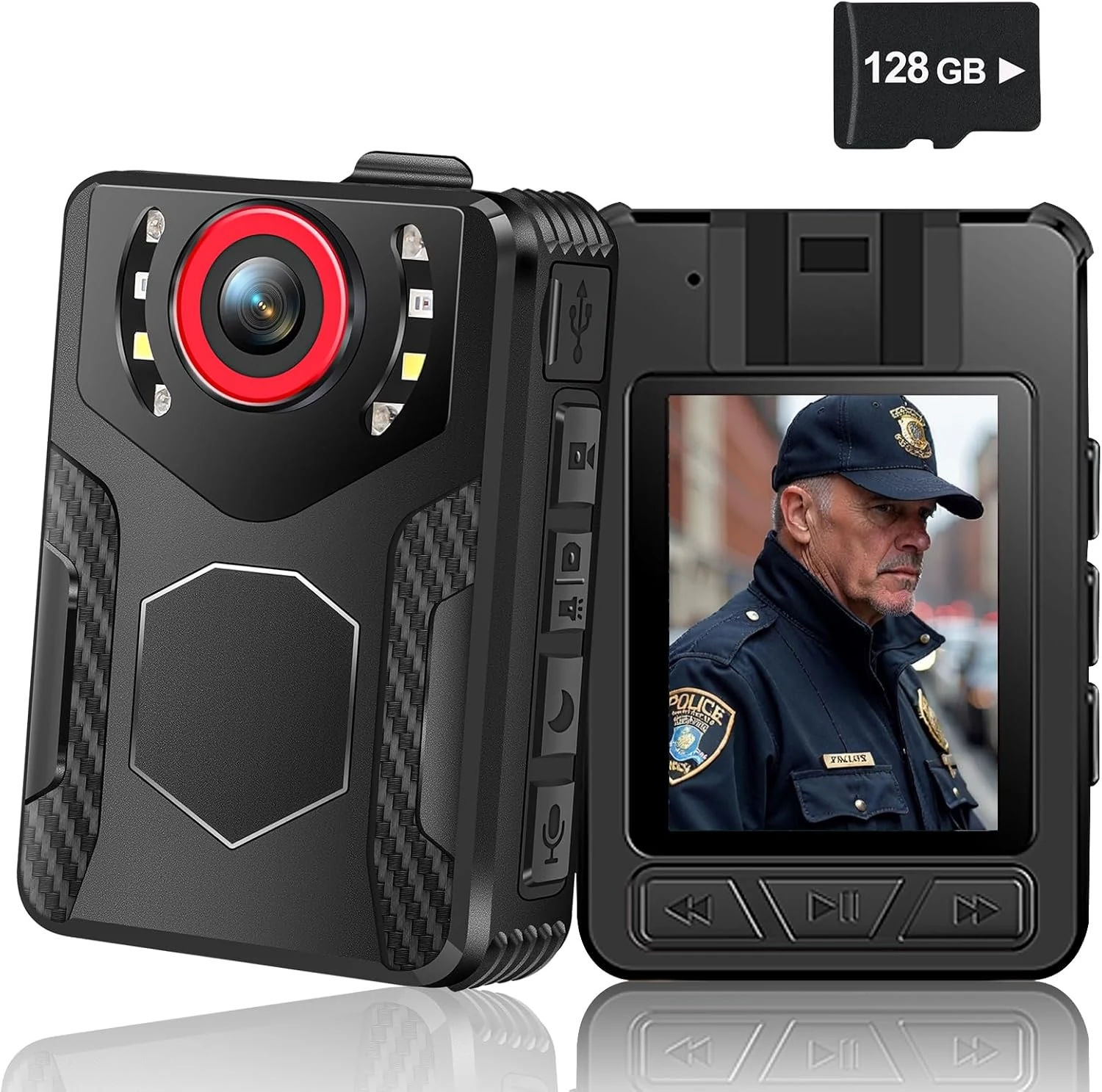 Delarbeaden 1080P FHD Body Camera with Audio and Night Vision (128GB)
