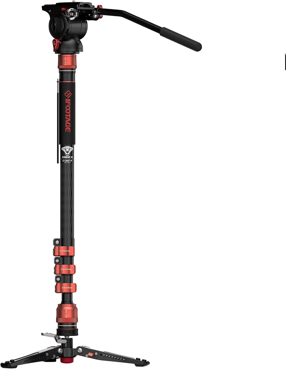 IFOOTAGE Cobra 3 Monopod with Fluid Head,Professional Portable Travel Monopod Set