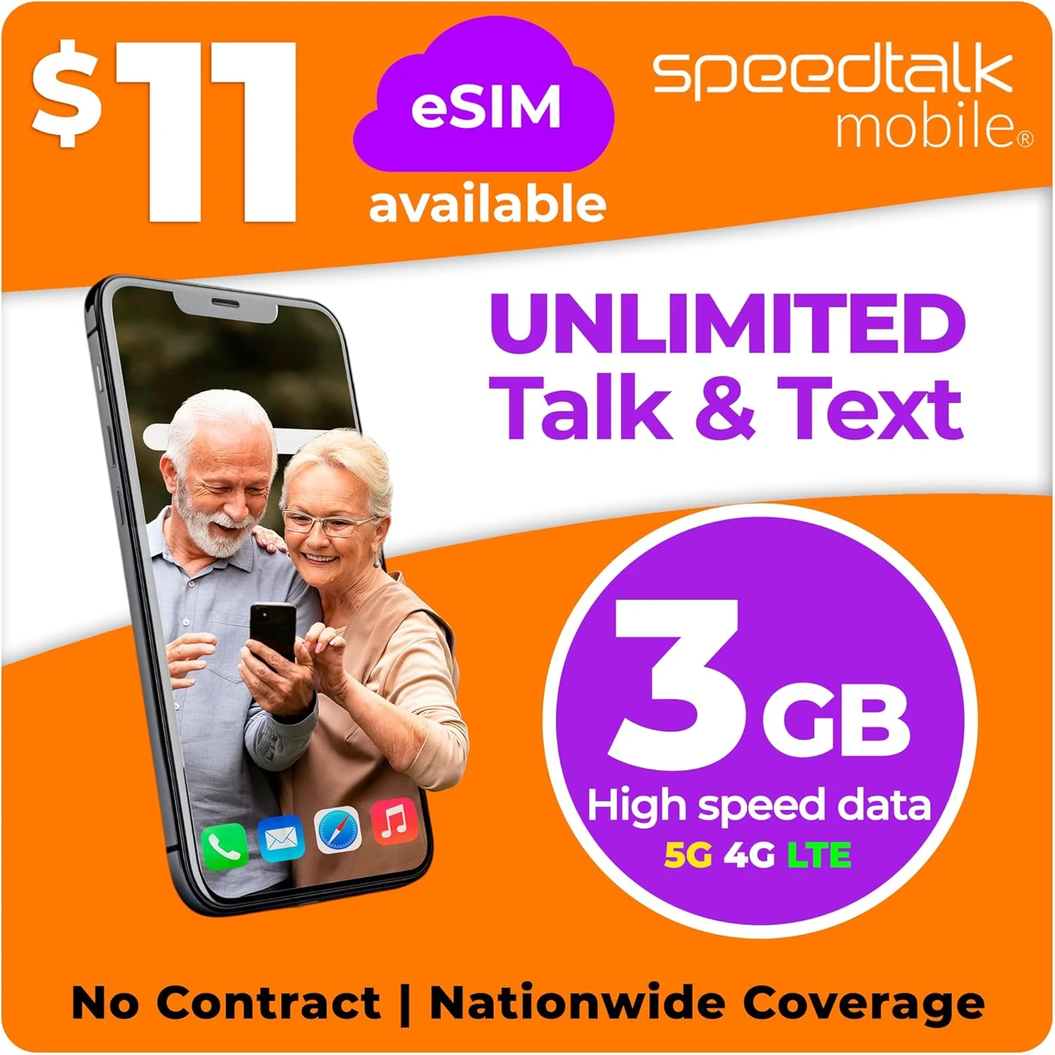 SpeedTalk Prepaid Phone Plan – Unlimited Talk & Text + 3GB - 5G 4G LTE Data (Bring Your Own Phone)