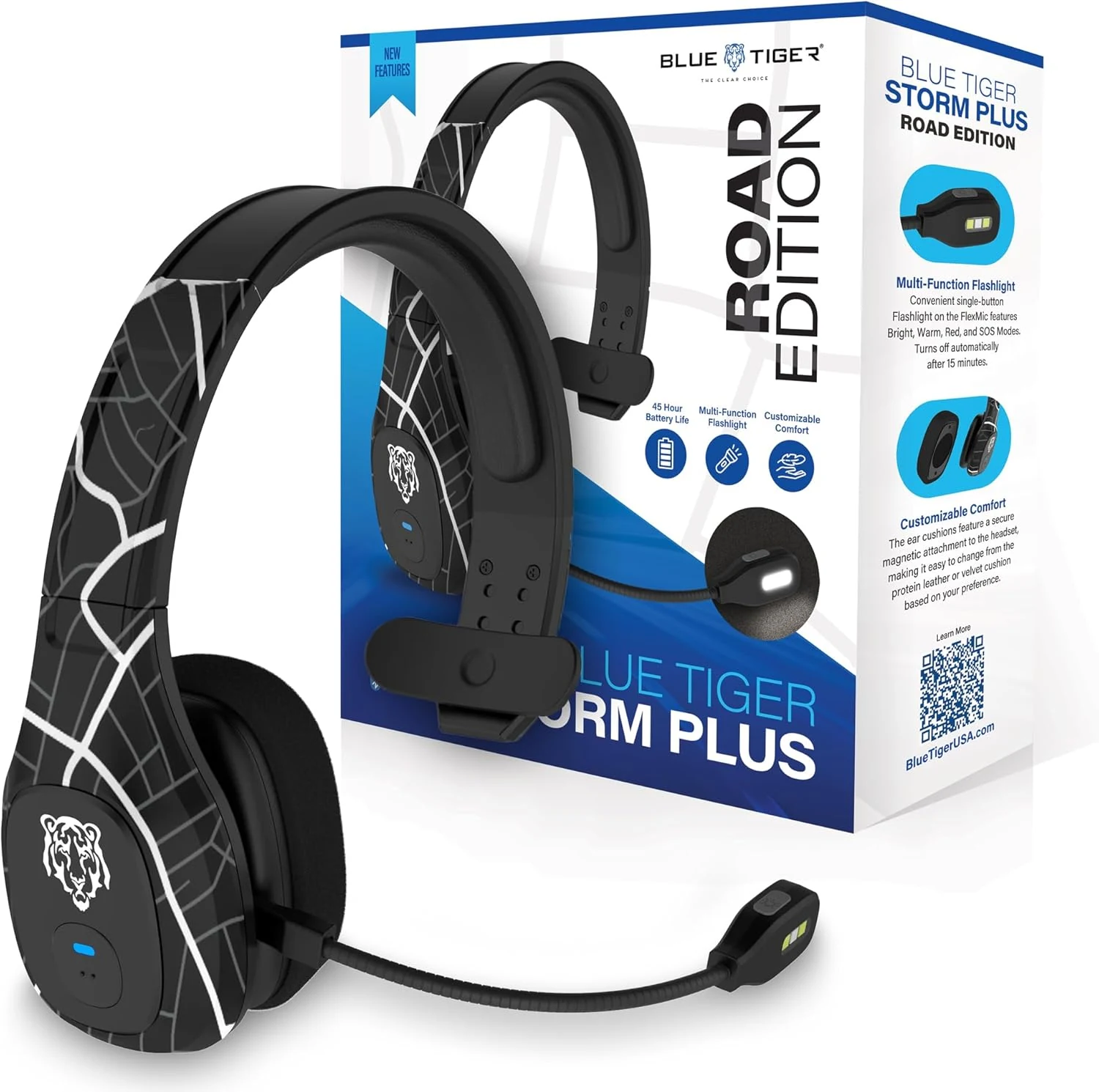 Blue Tiger Storm Plus Road Edition-Premium Trucker Bluetooth 5.2 Headset
