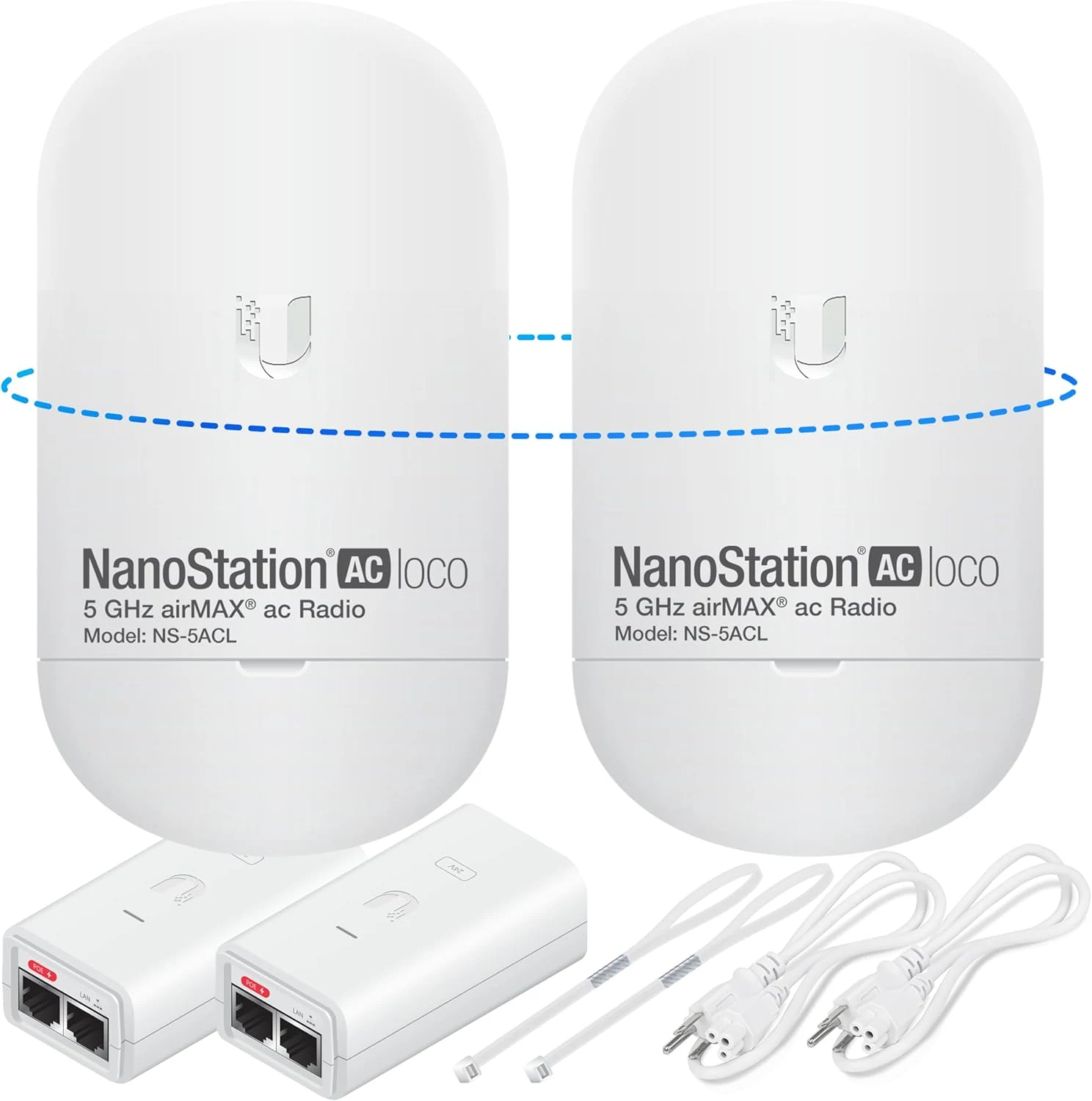 Wireless Bridge Ubiquiti LOCO5AC PRE-CONFIGURED, Bundle of 2 Ubiquiti Nanostation LOCO 5AC
