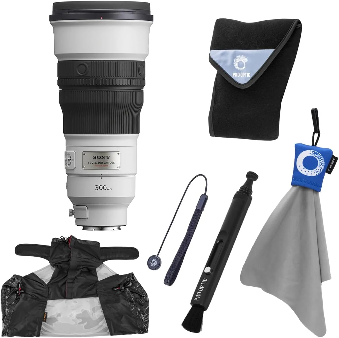 Sony FE 300mm f/2.8 GM OSS Lens, Bundle with Wrap, Pen Cleaner, Rain Cover, Cap Tether and Cleaning Cloth