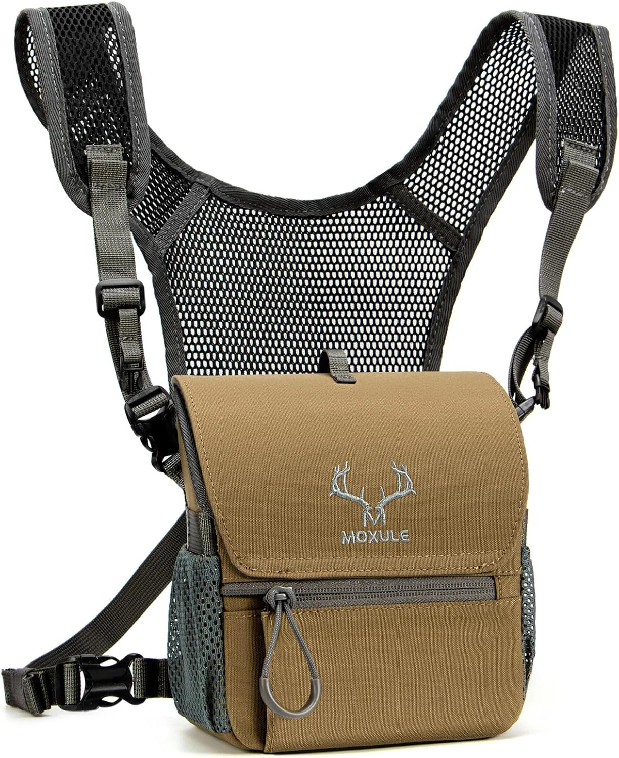 MOXULE Binocular Harness Chest Pack: Bino Case with Magnetic Lid and Rain Cover for Hunting - BINO Lite
