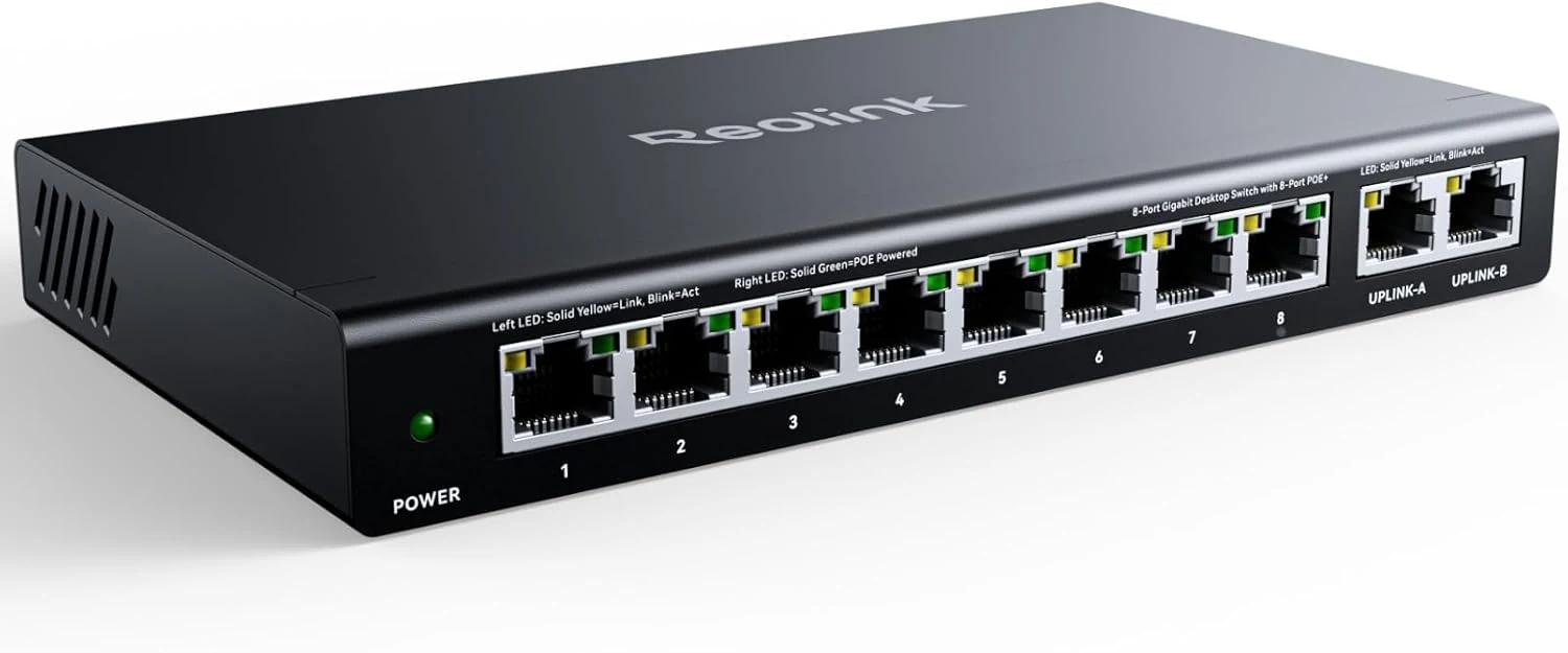REOLINK PoE Switch with 8 PoE and 2 Gigabit Uplink Ports (RLA-PS1)
