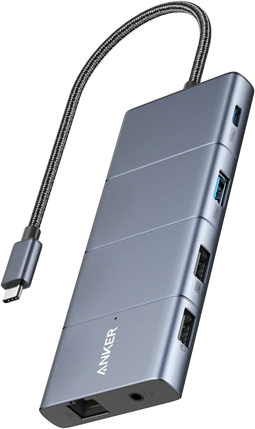 Anker USB C Hub, 11-in-1 Docking Station Dual Monitor, 10 Gbps USB-C and USB-A Data Ports, 4K HDMI and DisplayPort, 85W Power Delivery