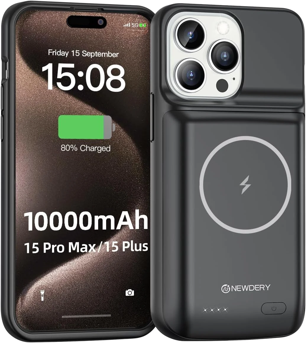 NEWDERY 10000mAh Battery Case for iPhone 15 Pro Max/Plus, USB review