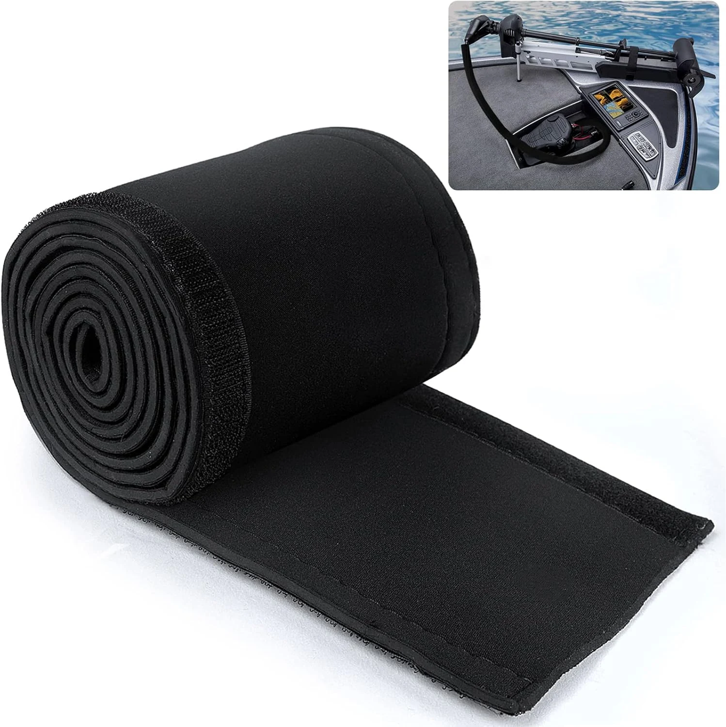 NOVINO Trolling Motor Cable Sleeve, 60" L Black Neoprene Trolling Motor Sleeve Wire Cover Cable Wrap Organizer
