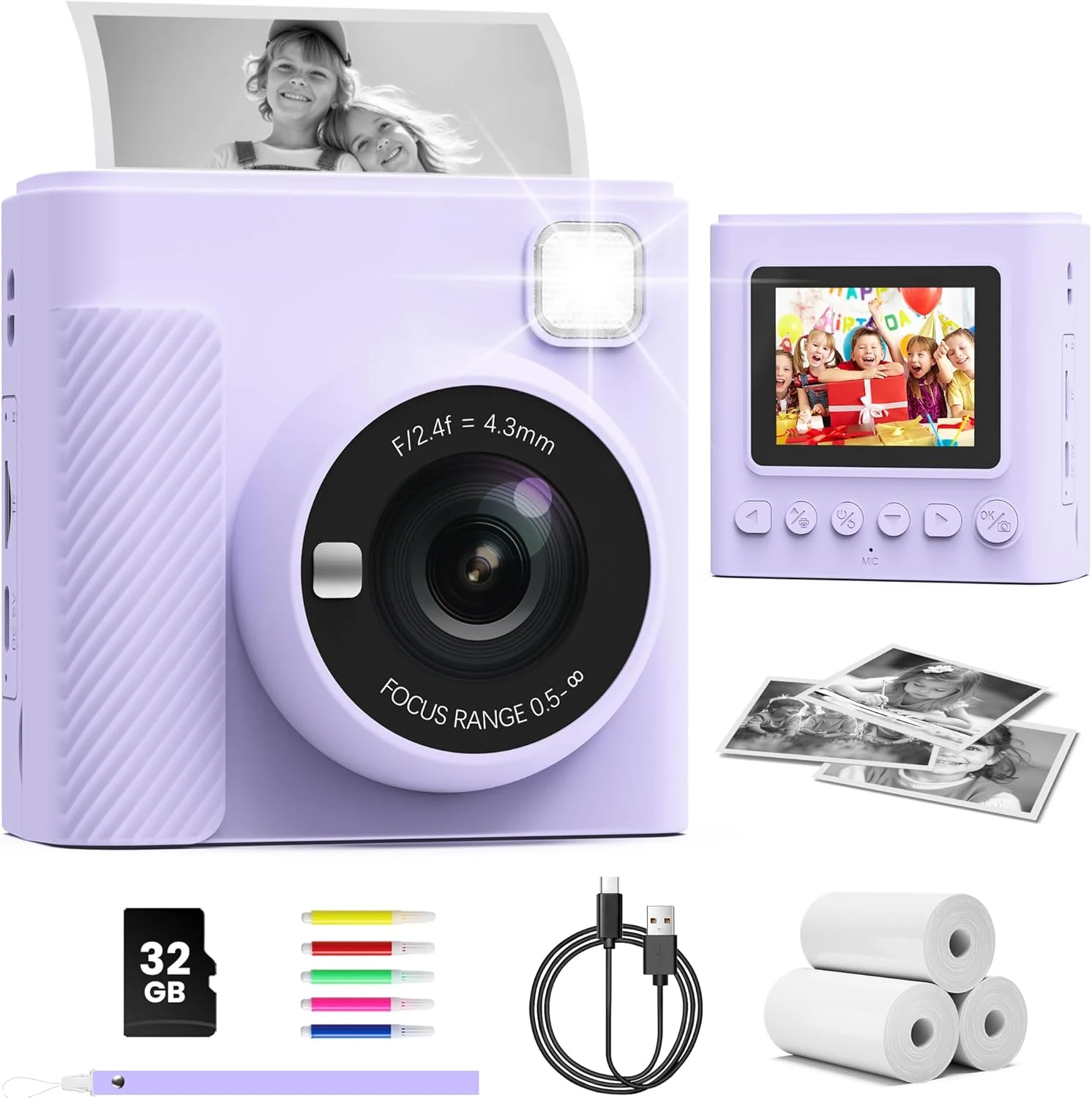 TIATUA Kids Instant Print Camera (Purple)