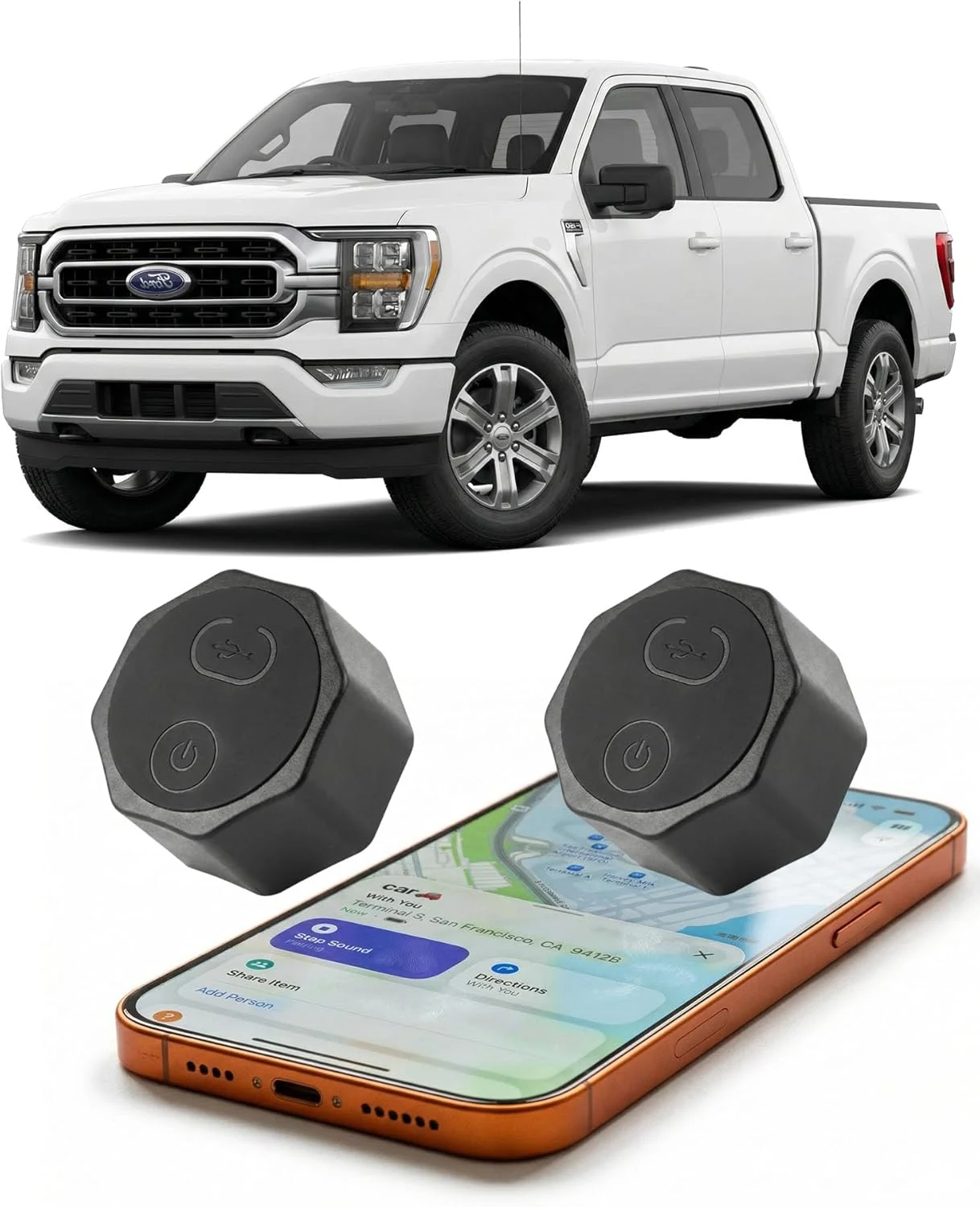 Air Tracker Tag Hidden Ultra Magnetic Finder for Vehicles, No Monthly Fee, 5-Year Battery, Works with Apple Find My (iOS Only) (2-Pack)