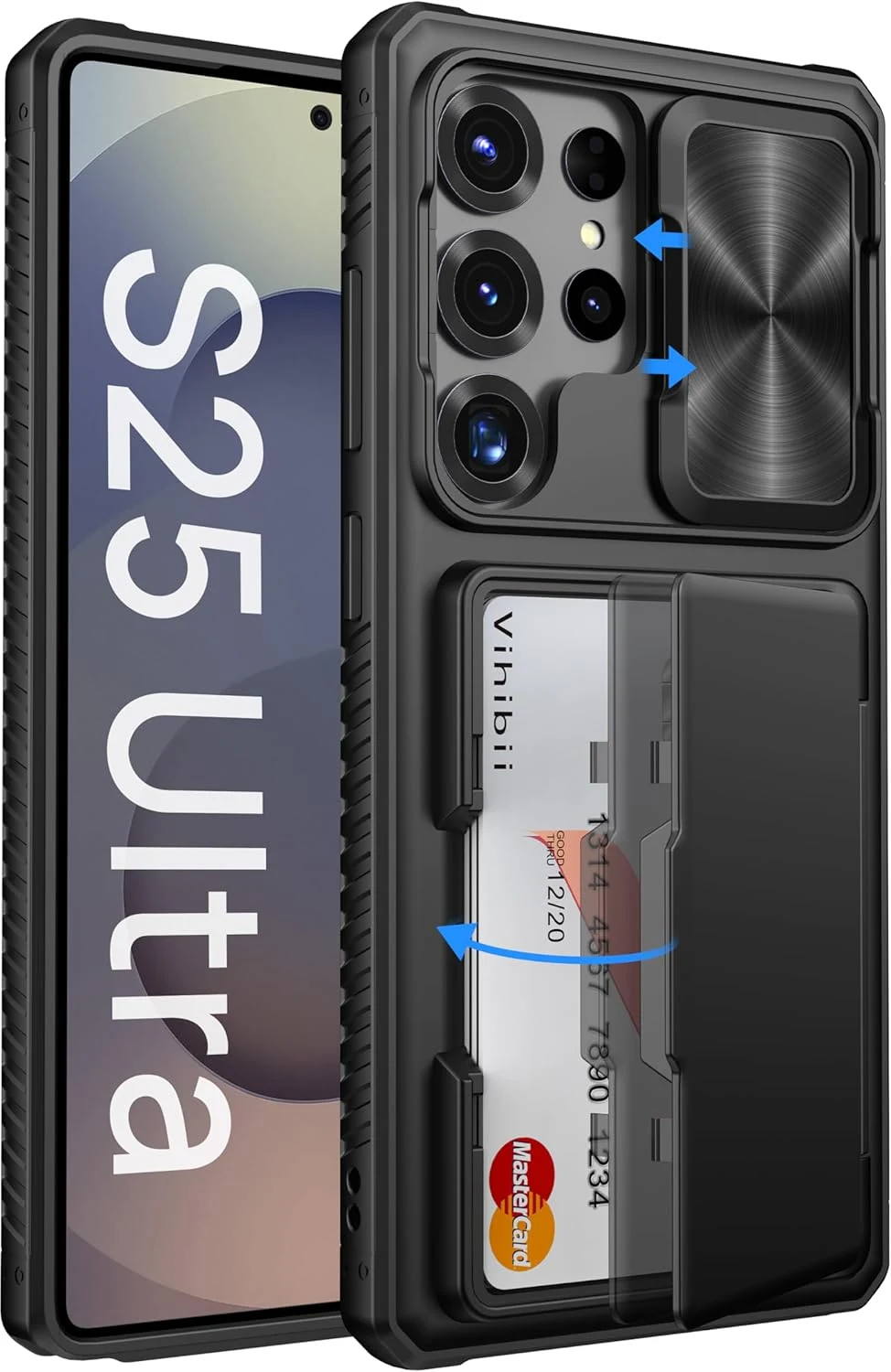 Vihibii for Samsung Galaxy S25 Ultra Case with Card Holder (4 Cards)