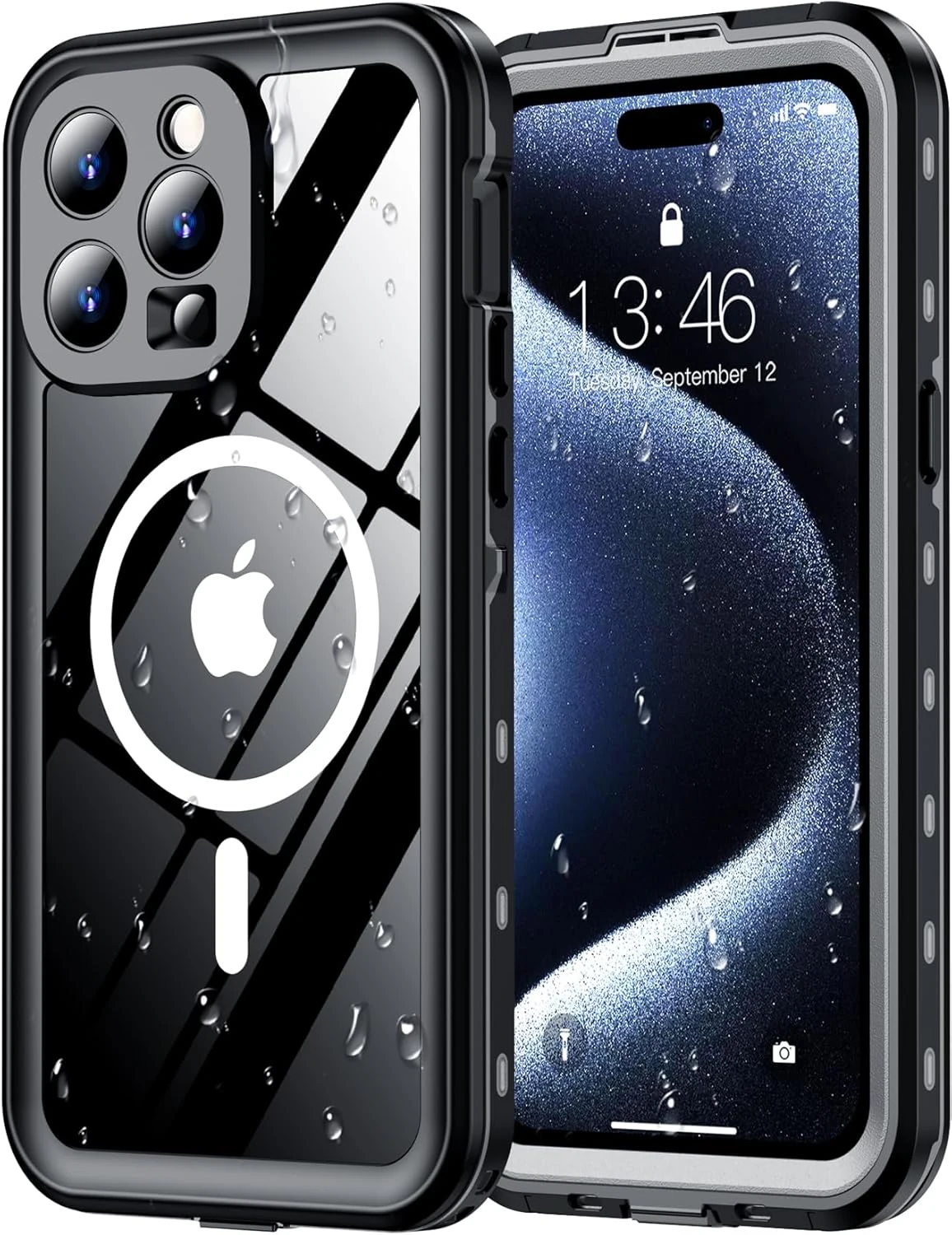 Red2Fire for iPhone 15 Pro Max Case Waterproof, with Built-in Screen Protector & Camera Protector (MagSafe, IP68)