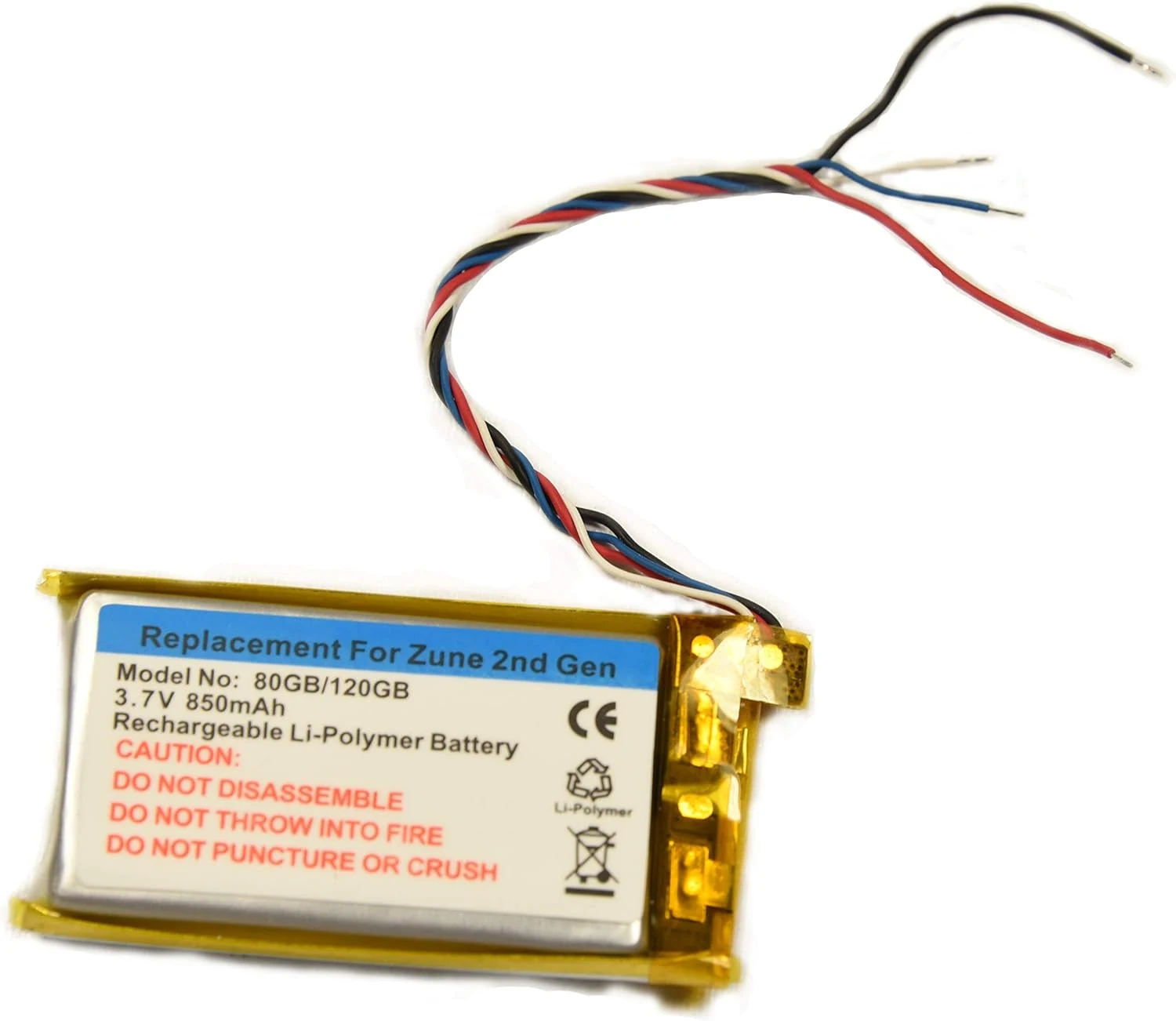 Replacement Battery for Microsoft Zune 80gb 120gb 2nd Gen 850mAH (Battery ONLY)