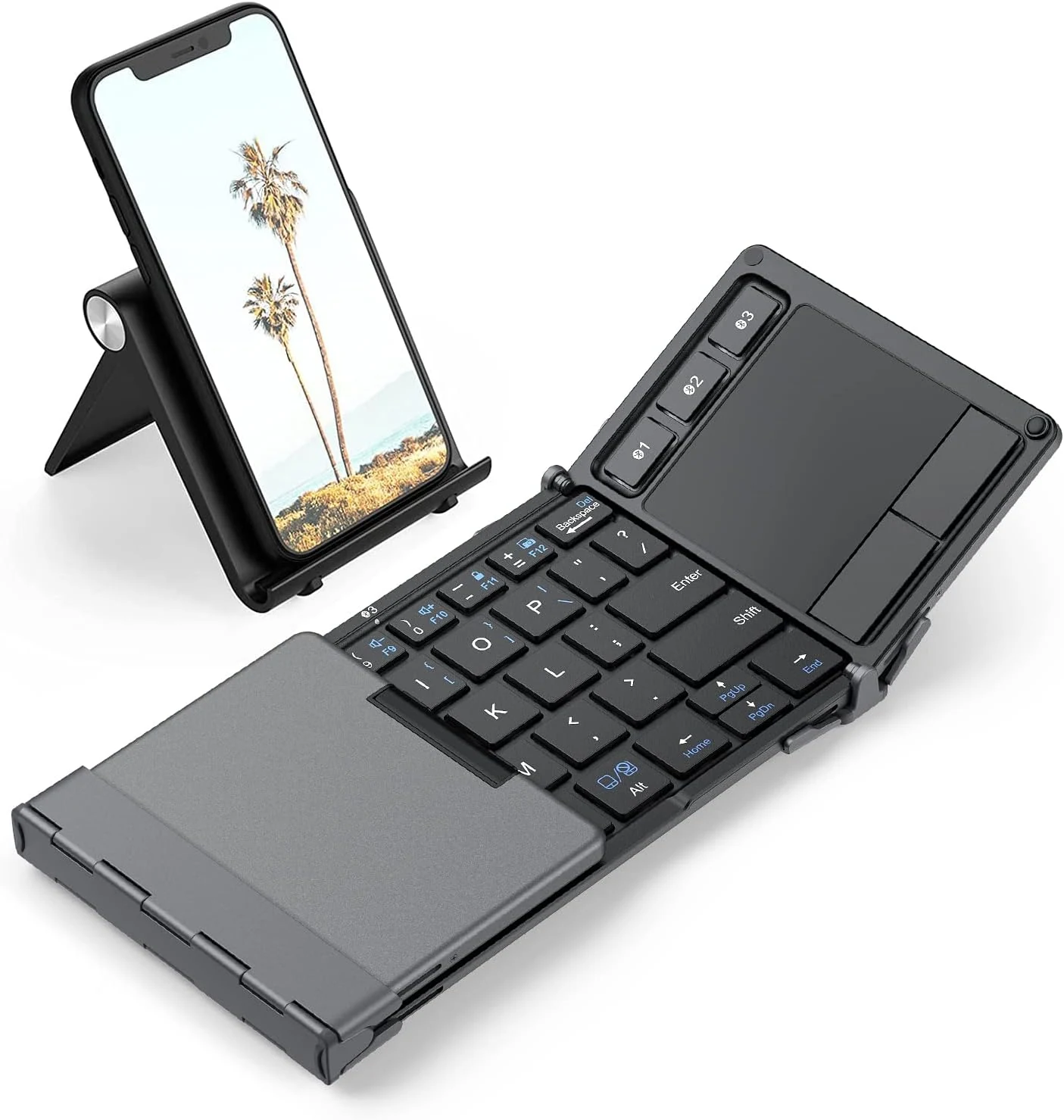 iClever Foldable Keyboard with Touchpad, BK08 Portable Tri-Folding Bluetooth Keyboard