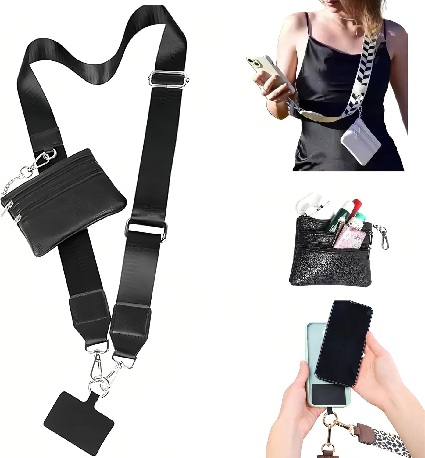 Crossbody Body Phone Holder for Women, New Phone Strap with Zippered Pouch, Adjustable Crossbody Strap
