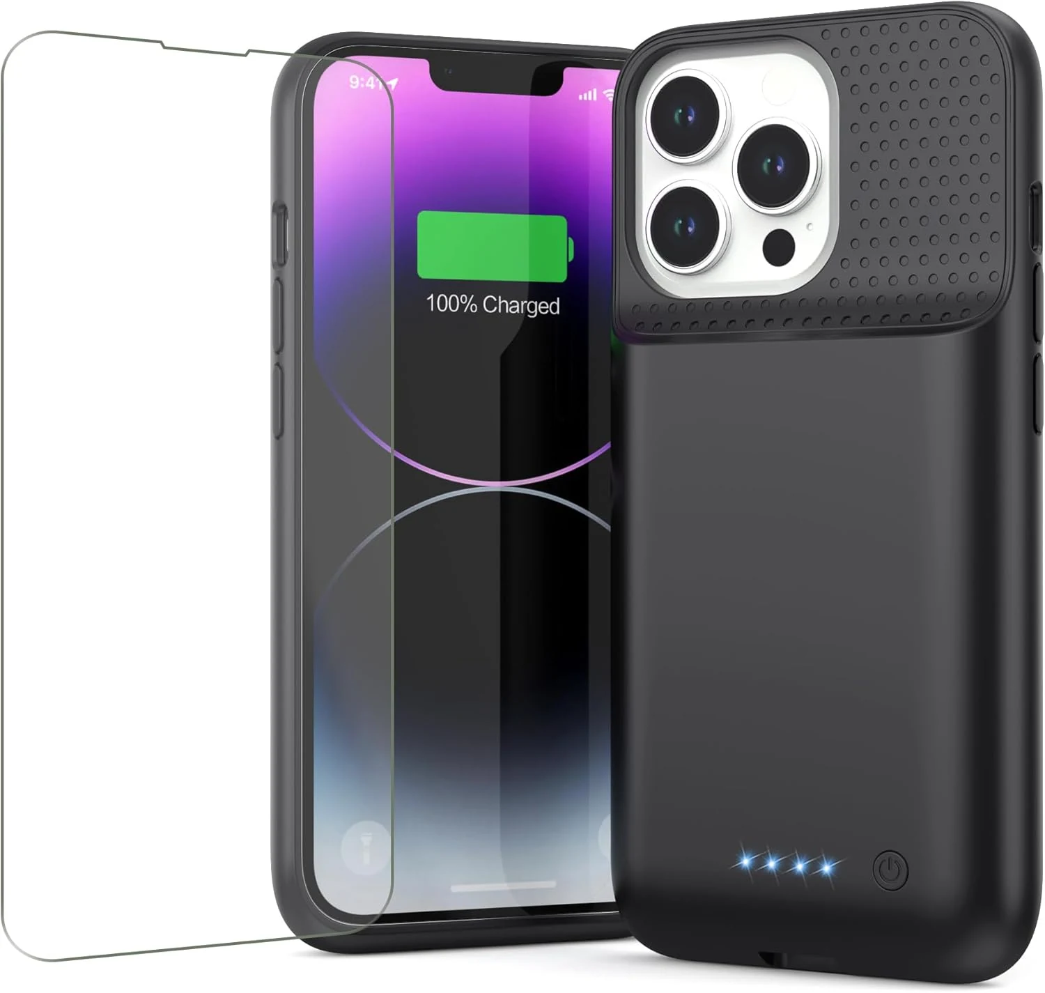Feob Battery Case for iPhone 13/13 Pro/14,[2025 Upgraded] 7500 mAh Ultra-Slim Portable Extended Charger Cover (6.1 Inch) - Black
