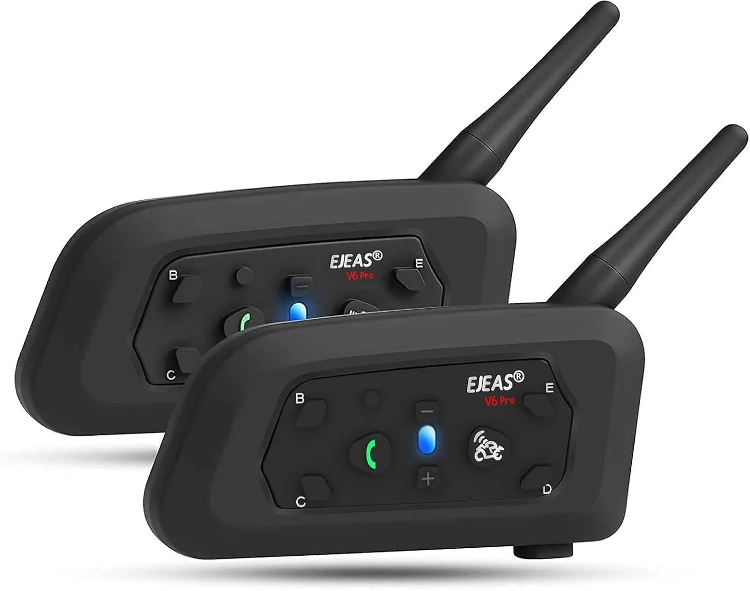 EJEAS V6 Pro Motorcycle Helmet Bluetooth Intercom (2-Pack)