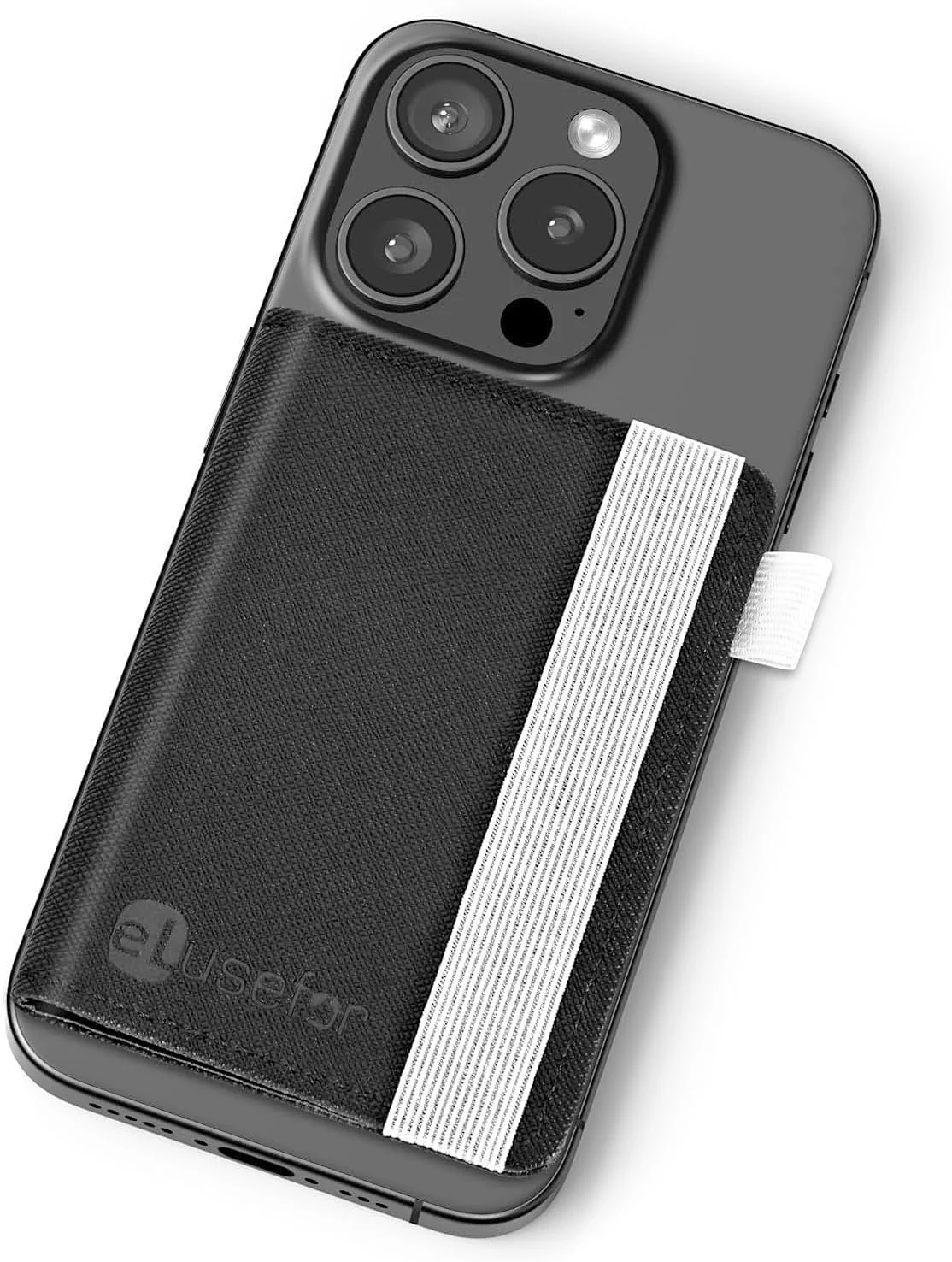 eLusefor stick-on phone wallet (back-of-case card holder) with stand