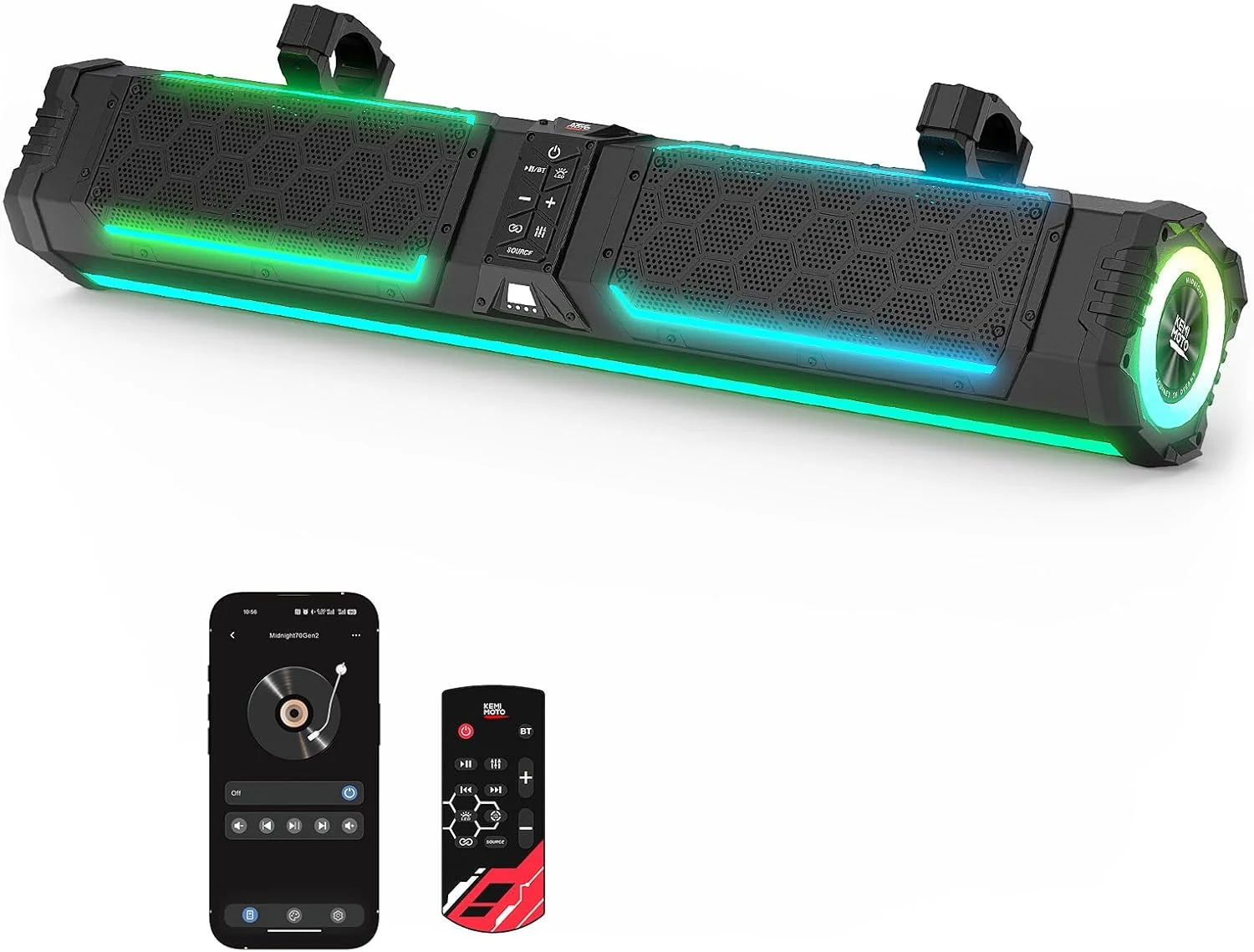 KEMIMOTO Midnight 80 Gen2 31.5-inch 10-Speaker UTV Sound Bar, IP66