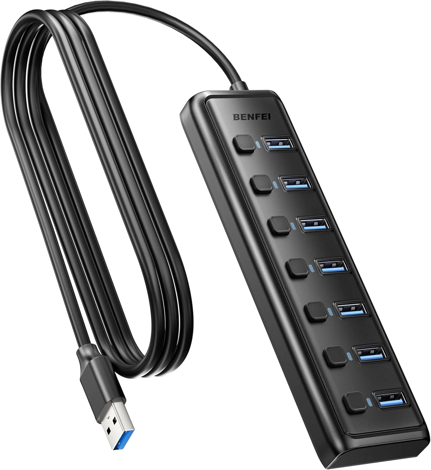 BENFEI USB 3.0 Hub 7-Port, Ultra-Slim Portable USB Splitter with 3.3ft Cable