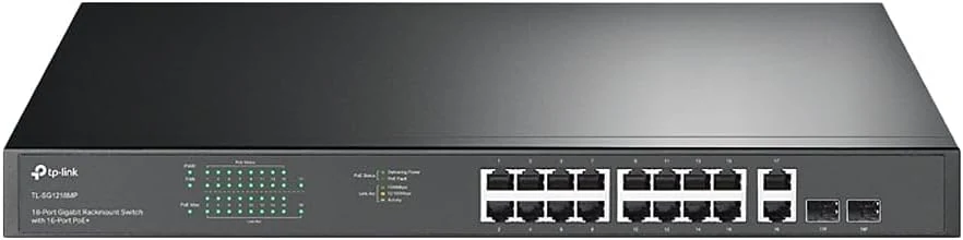 TP-Link TL-SG1218MP 16 Port Gigabit PoE Switch 16 PoE+ Ports @250W, w/ 2 Uplink Gigabit Ports + 2 Combo SFP Slots