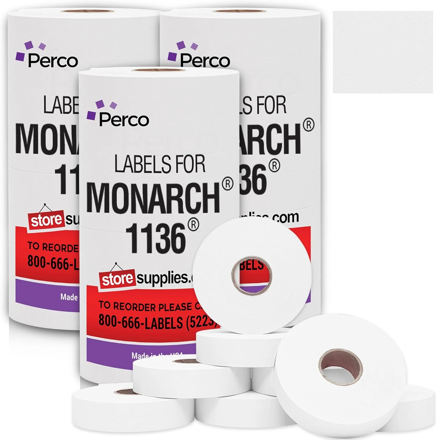 Pricing Labels for Monarch 1136 White - 42,000 Labels w/ 24 Rolls Value Pack, 3 Sleeves - Made in USA