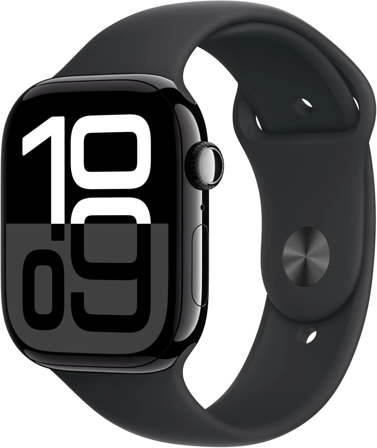 Apple Watch Series 10 [GPS 46mm case] Smartwatch with Jet Black Aluminum Case with Black Sport Band - M/L
