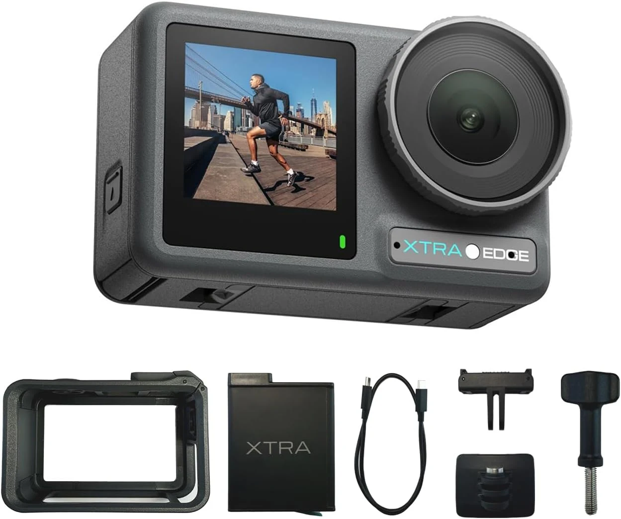 Xtra Edge Action Camera, 1/1.3" Sensor & 4K Cinematic Video, Hyper Stabilization, Waterproof to 52 Ft