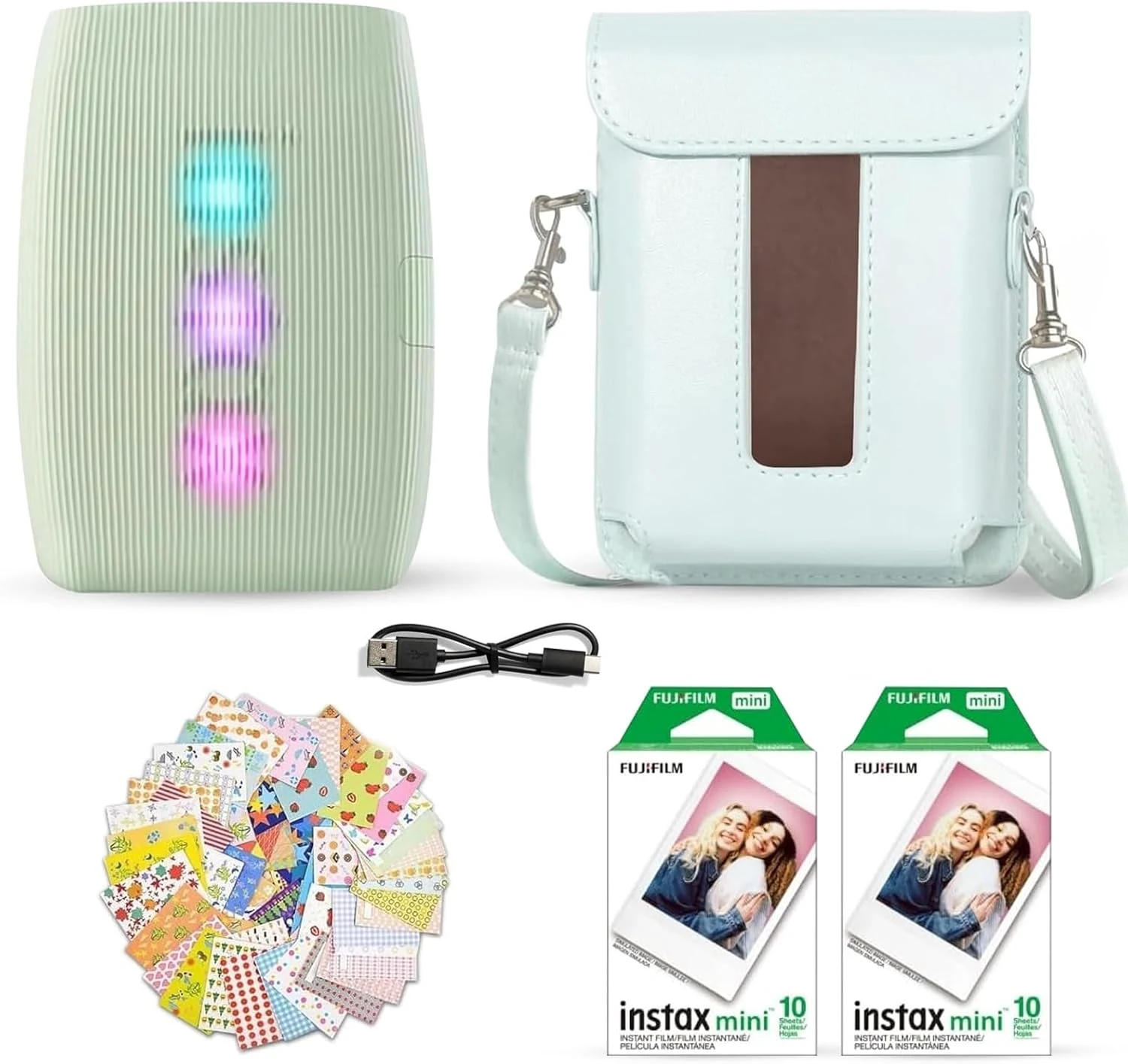 Fujifilm Instax Mini Link 3 Smartphone Printer Sage Green + Fuji Film Value Pack (20 Sheets)+ Shutter Accessories Bundle