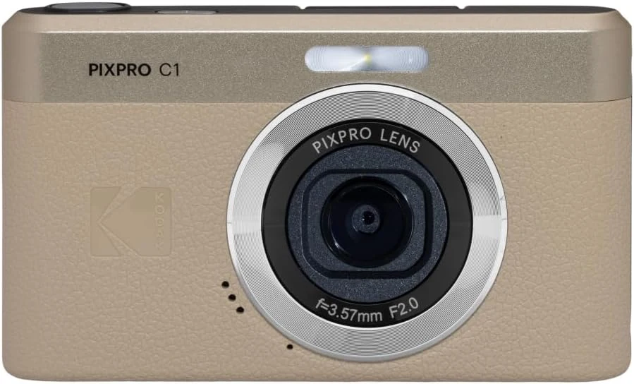 Kodak PIXPRO C1 Digital Camera, 13MP Compact Point & Shoot with 4X Optical Zoom, 180 Degree Flip Screen, 1080p HD Video, Tan