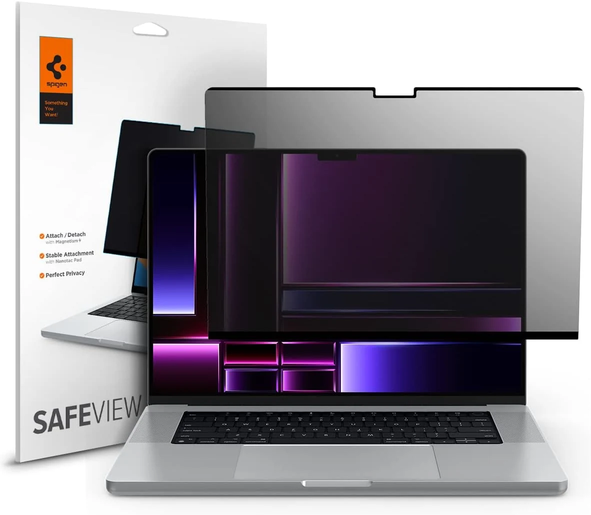 Spigen Privacy Filter Screen Protector [SafeView] designed for MacBook Pro 16 inch (M5 Pro / M5 Max / M4 series / M3 series / M2 series / M1 series)