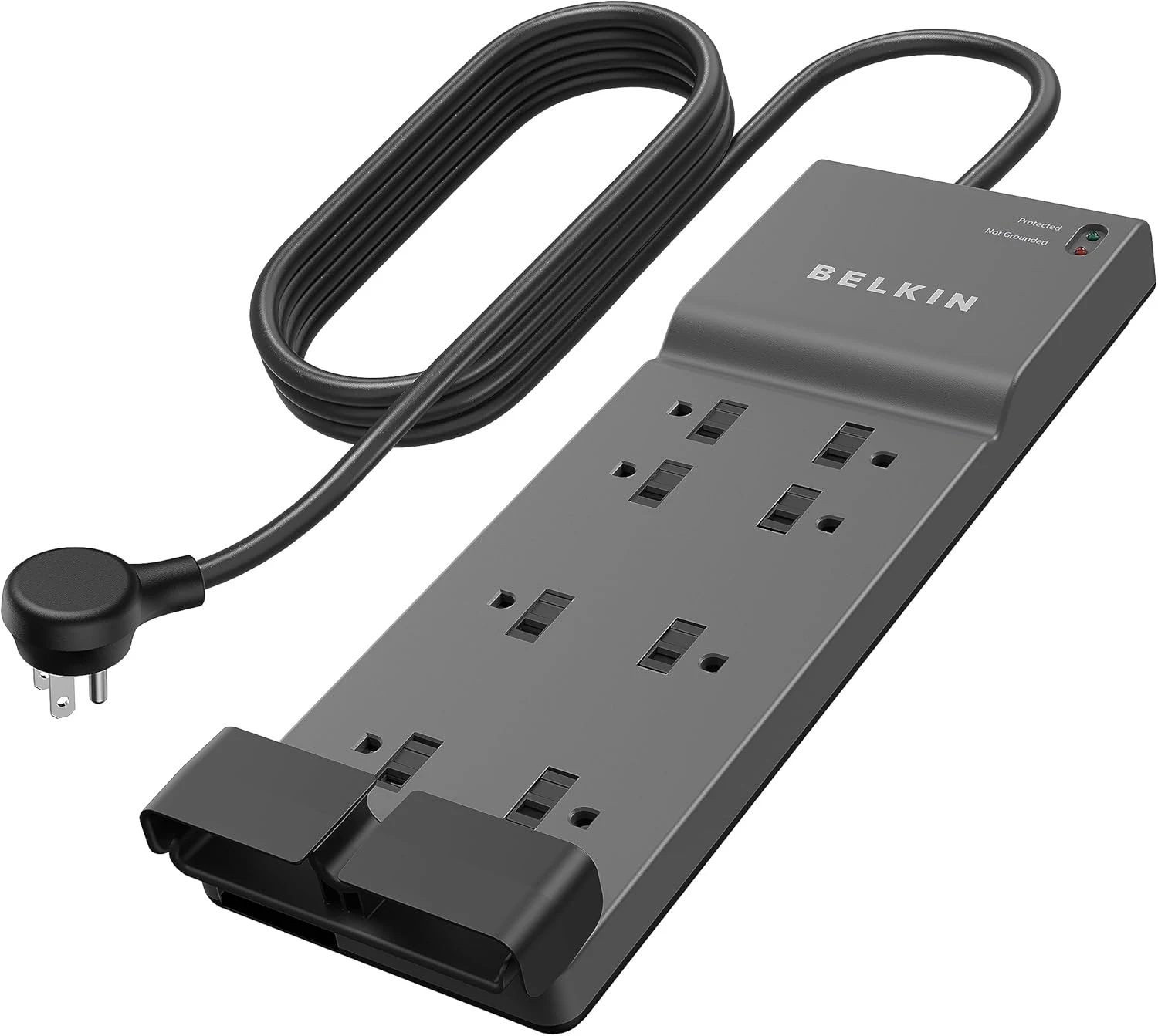 Belkin Power Strip Surge Protector with 8 Outlets, 6 ft Long Flat Plug Heavy Duty Extension Cord + Overload Protection (3,550 Joules)