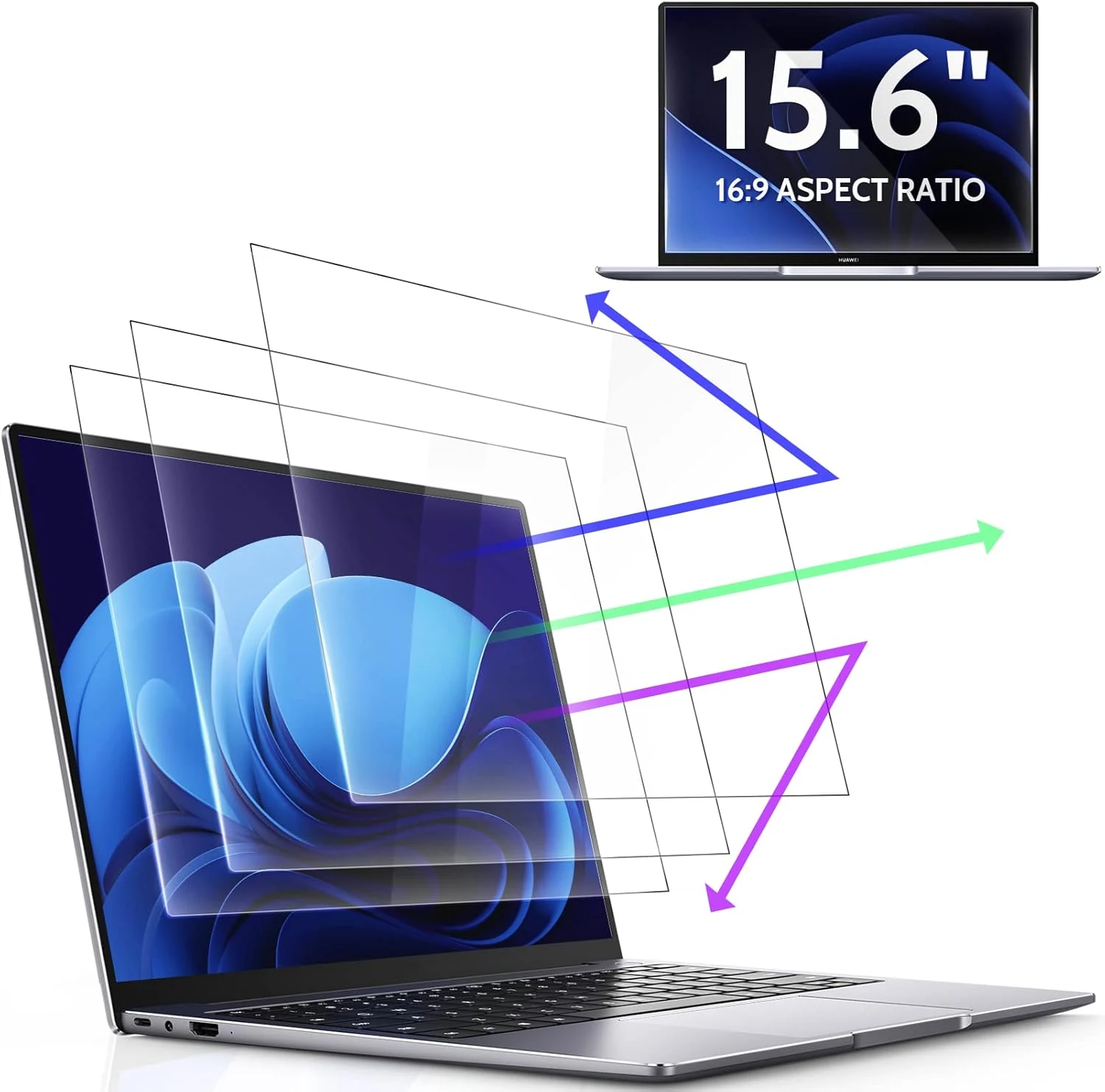 Peslv 3 Pcs 15.6 Inch Anti Blue Light Screen Protector Compatible with 15.6 Inch 16:9 Laptops