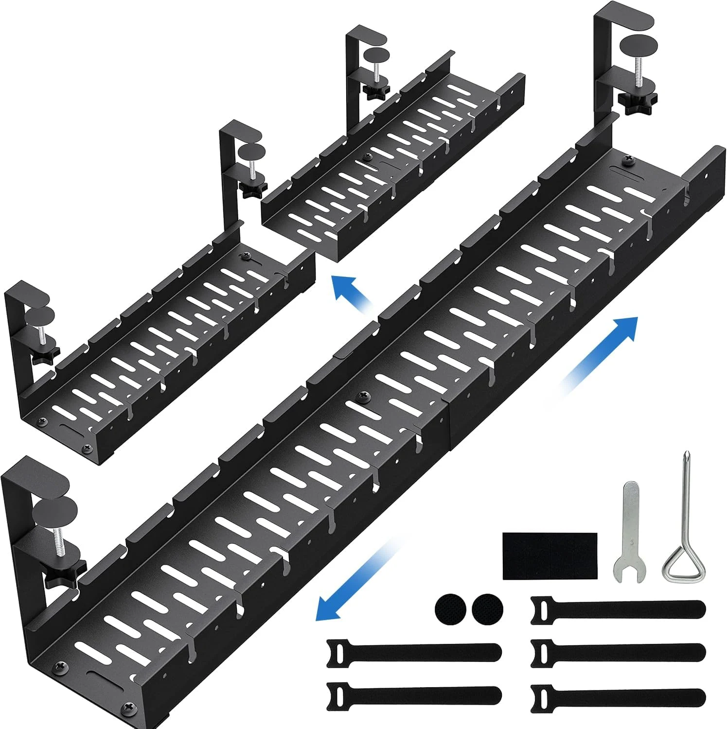 BIWIST No Drilling Extendable Under Desk Cable Management Tray (31-inch)