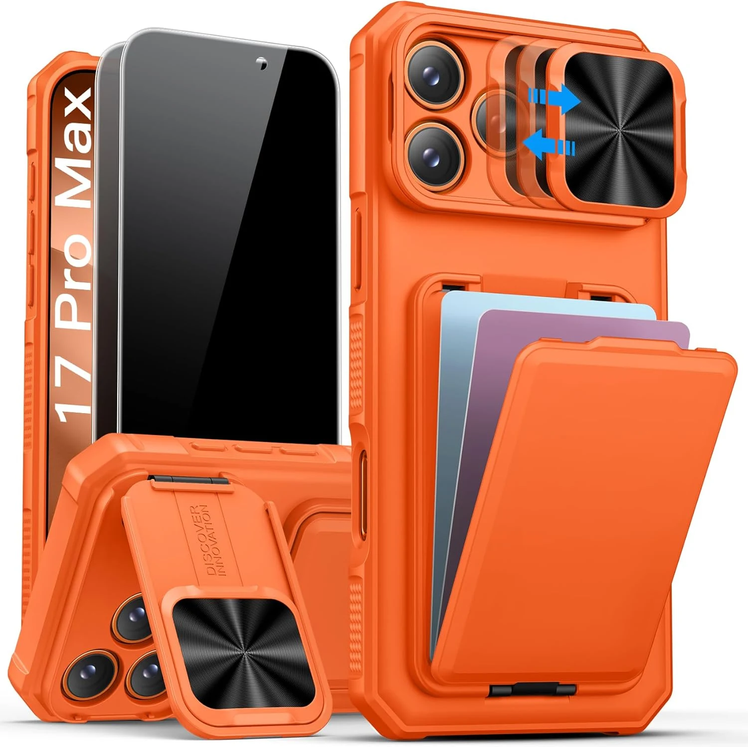 SSLOTSCASE for iPhone 17 Pro Max Case with 2X Privacy Screen Protector (Orange)