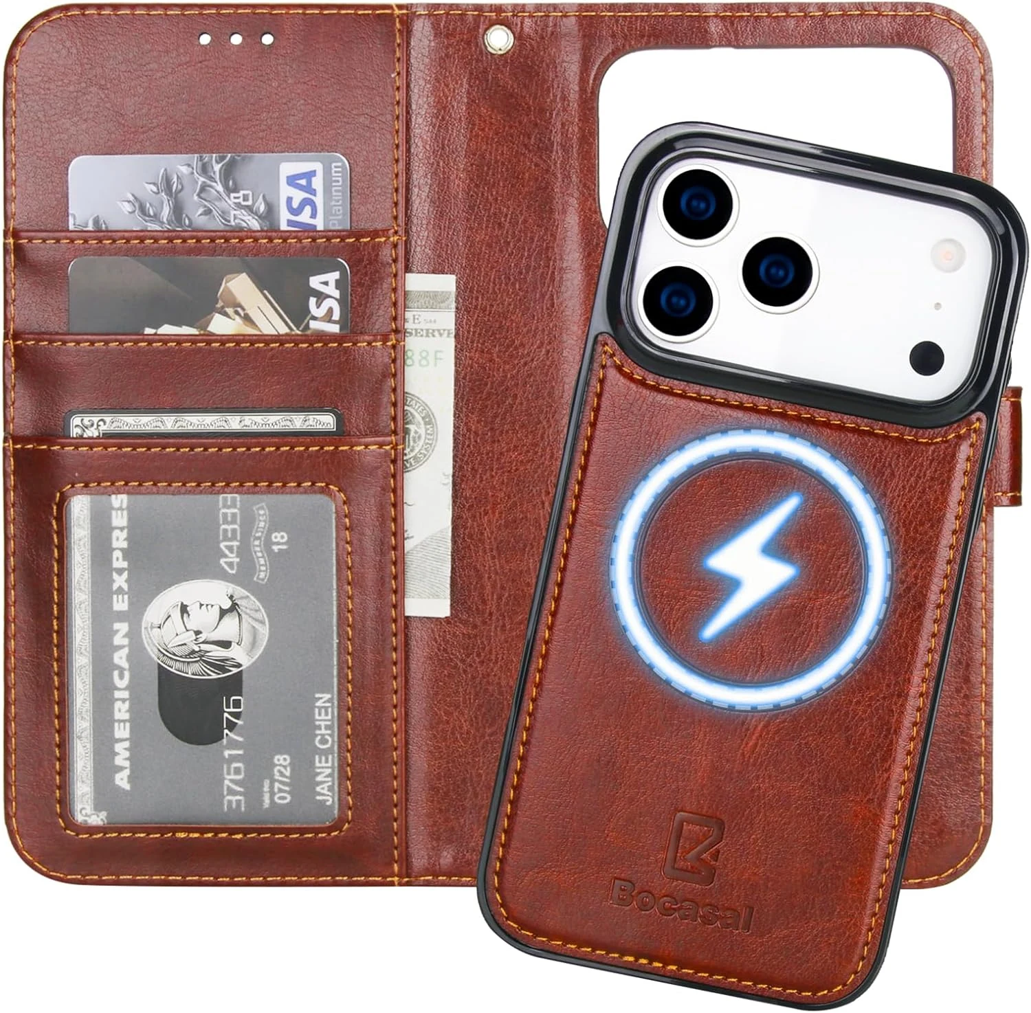 Bocasal for iPhone 17 Pro Max Wallet Case Compatible with MagSafe Wireless Charging