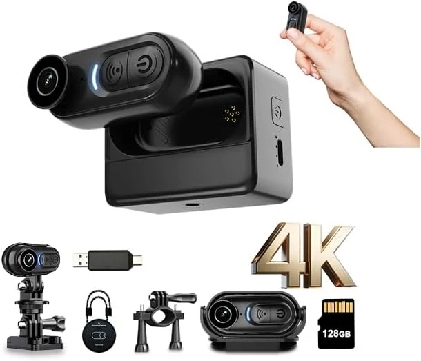 4K Mini Body Camera 128GB, Thumb Size Action Body Cam, Wearable Sports Cameras