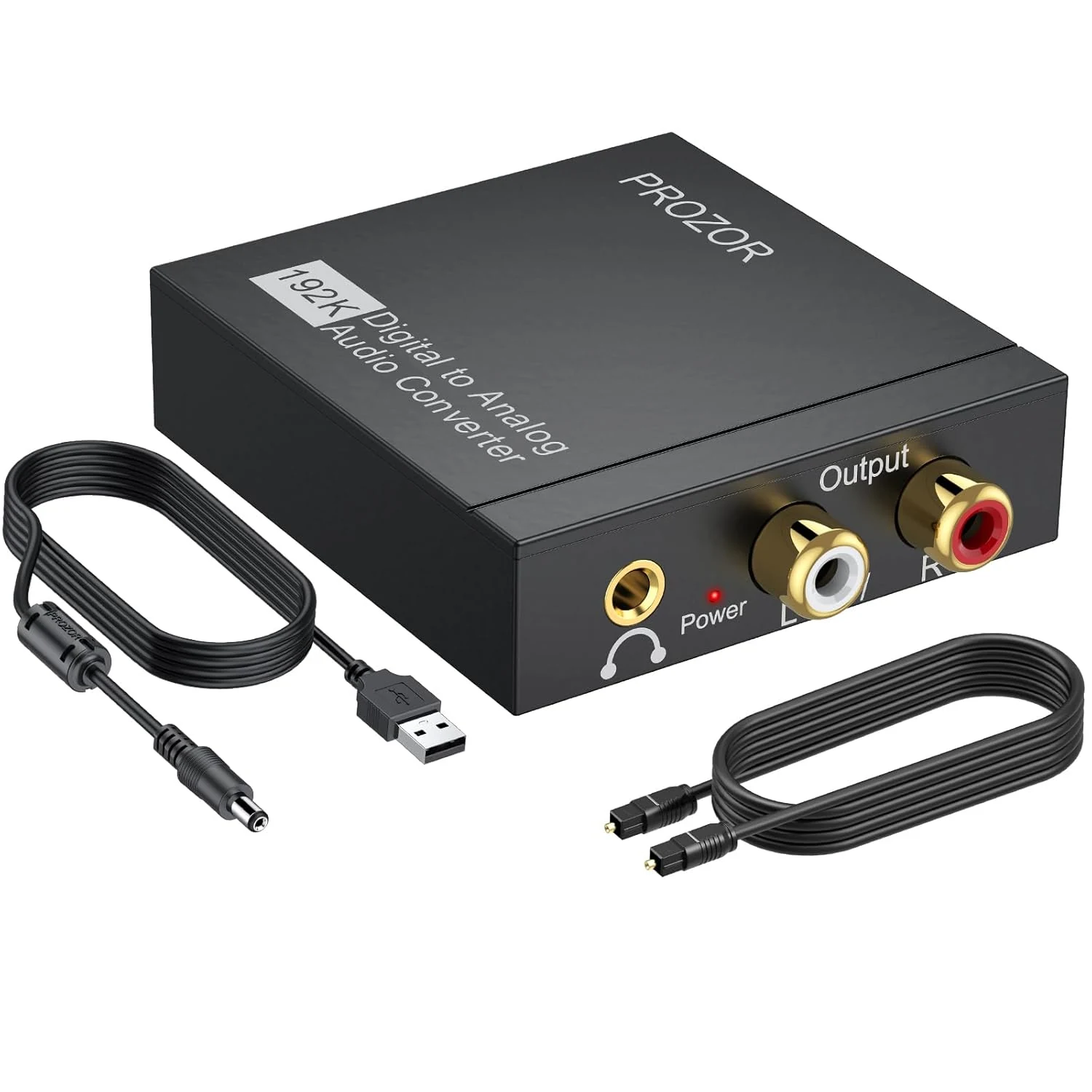 PROZOR 192KHz Digital to Analog Audio Converter, DAC Optical to Analog L/R RCA 3.5mm Jack Adapter