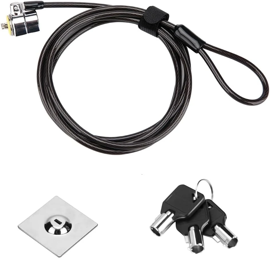 LORADAR Laptop Cable Lock - 6.7Ft Security Cable with Adhesive Anchors - 3 Keys (Keyed Different)