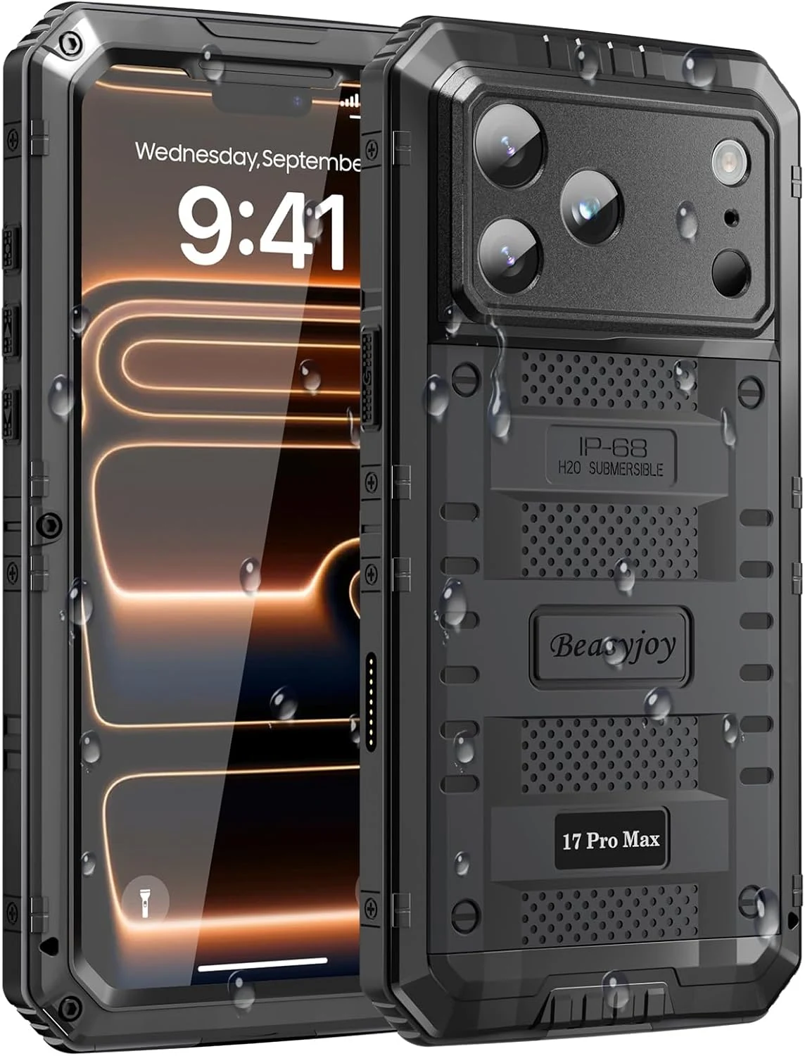 Beasyjoy for iPhone 17 Pro Max Case Waterproof, Heavy Duty Metal Case with Built-in Screen Protector