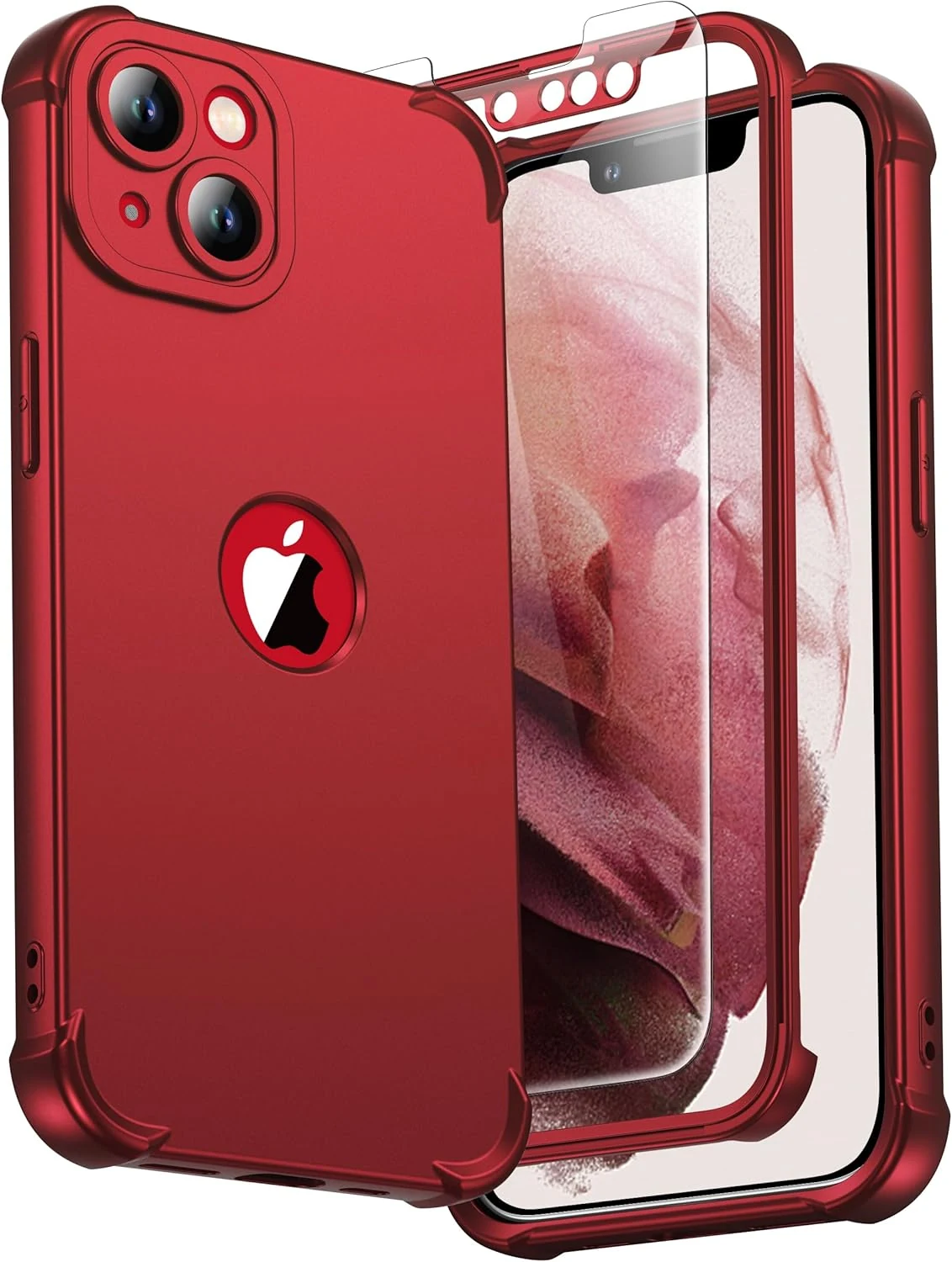 ORETECH for iPhone 13 Case, with [2 Screen Protectors] [15 Ft Military Grade Drop Test] [Camera Protection] 360° Full Body Shockproof Slim Thin Phone Case iPhone 13 Cover 6.1"- Red
