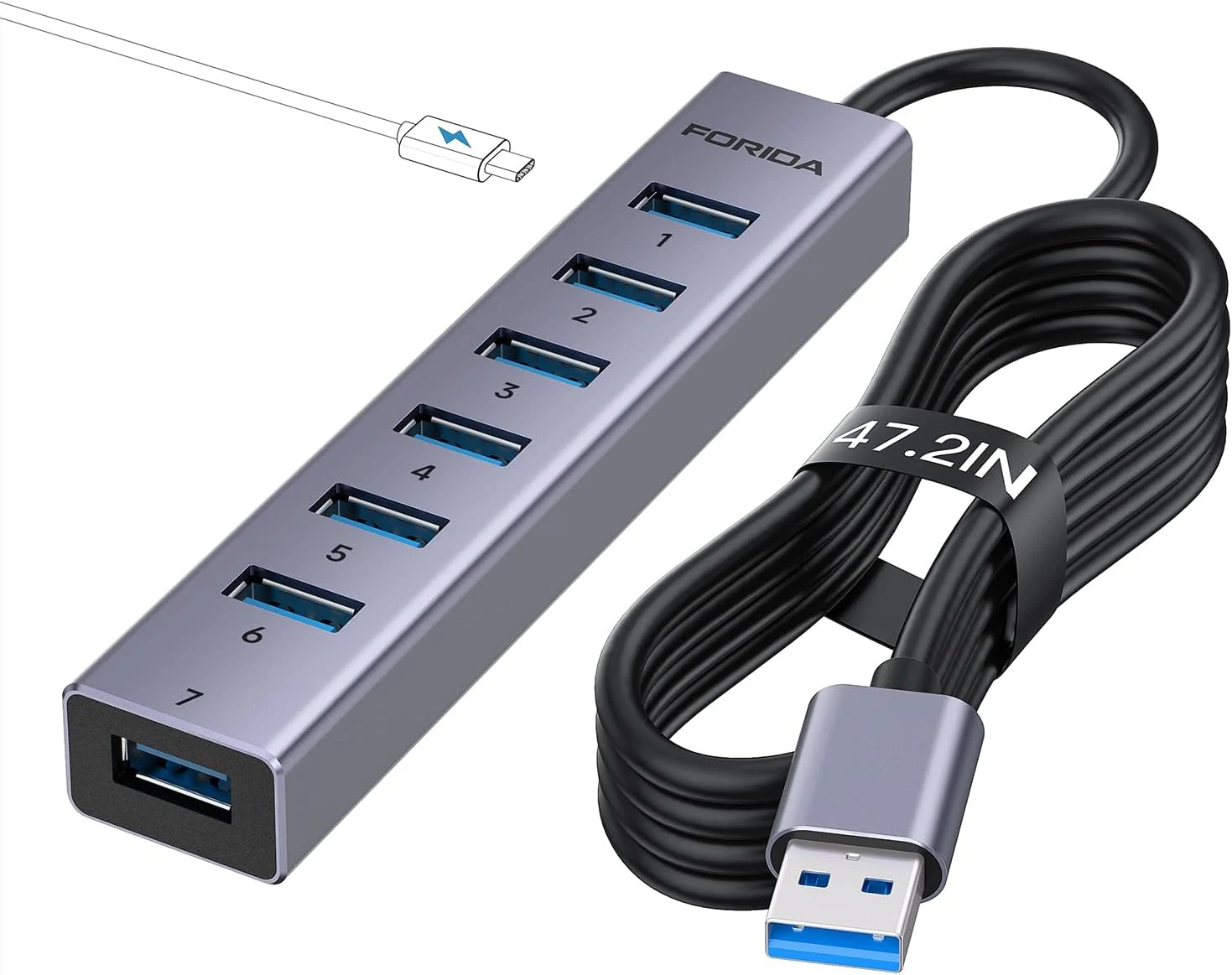 FORIDA Aluminum Alloy 8 Port USB Hub Long Cable USB review