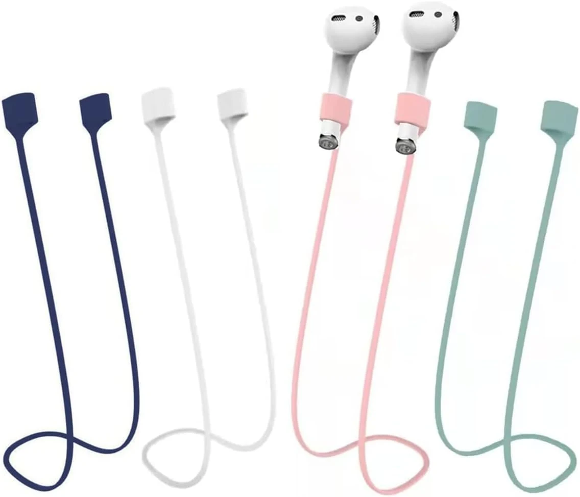 BUISAMG AirPods Magnetic Anti-lost Shoulder Strap, Soft Silicone Sport Lanyard, Neck Cord Cord for Headphones, 4-Pack